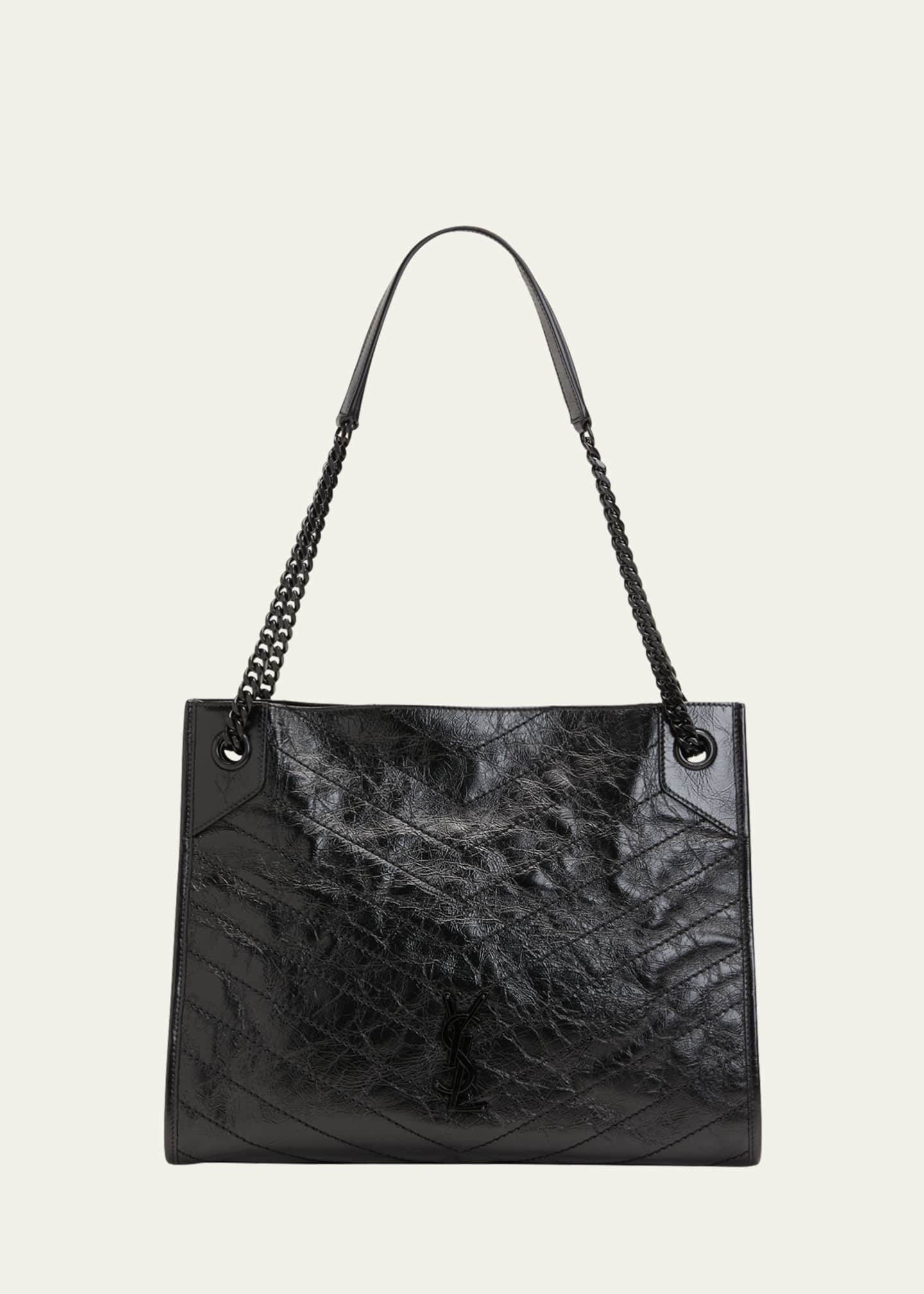 Saint Laurent Niki Medium YSL Shopper Tote Bag in Crinkled Leather Image 1 of 7