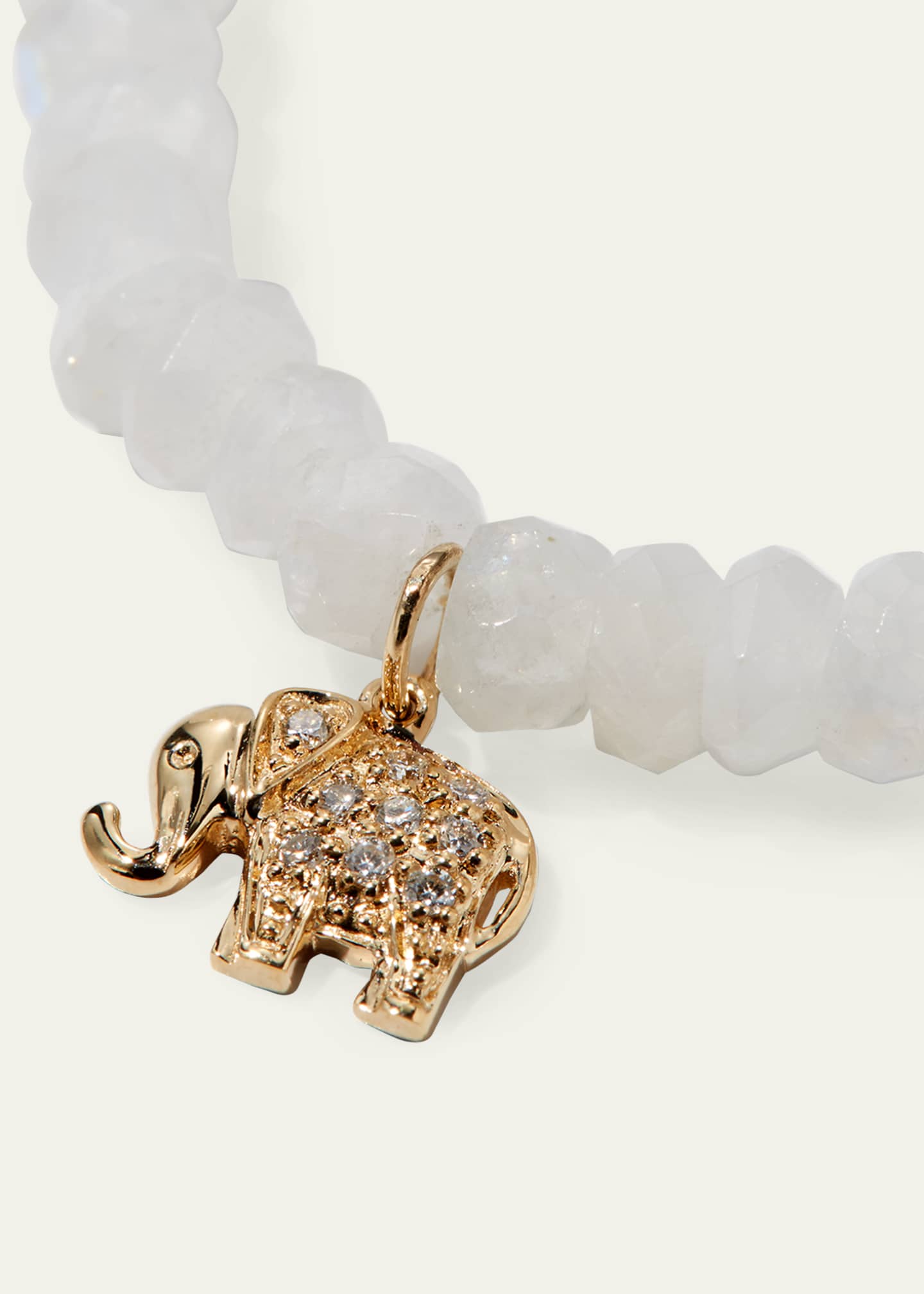 Sydney Evan Rainbow Moonstone Bracelet with Diamond Elephant Charm