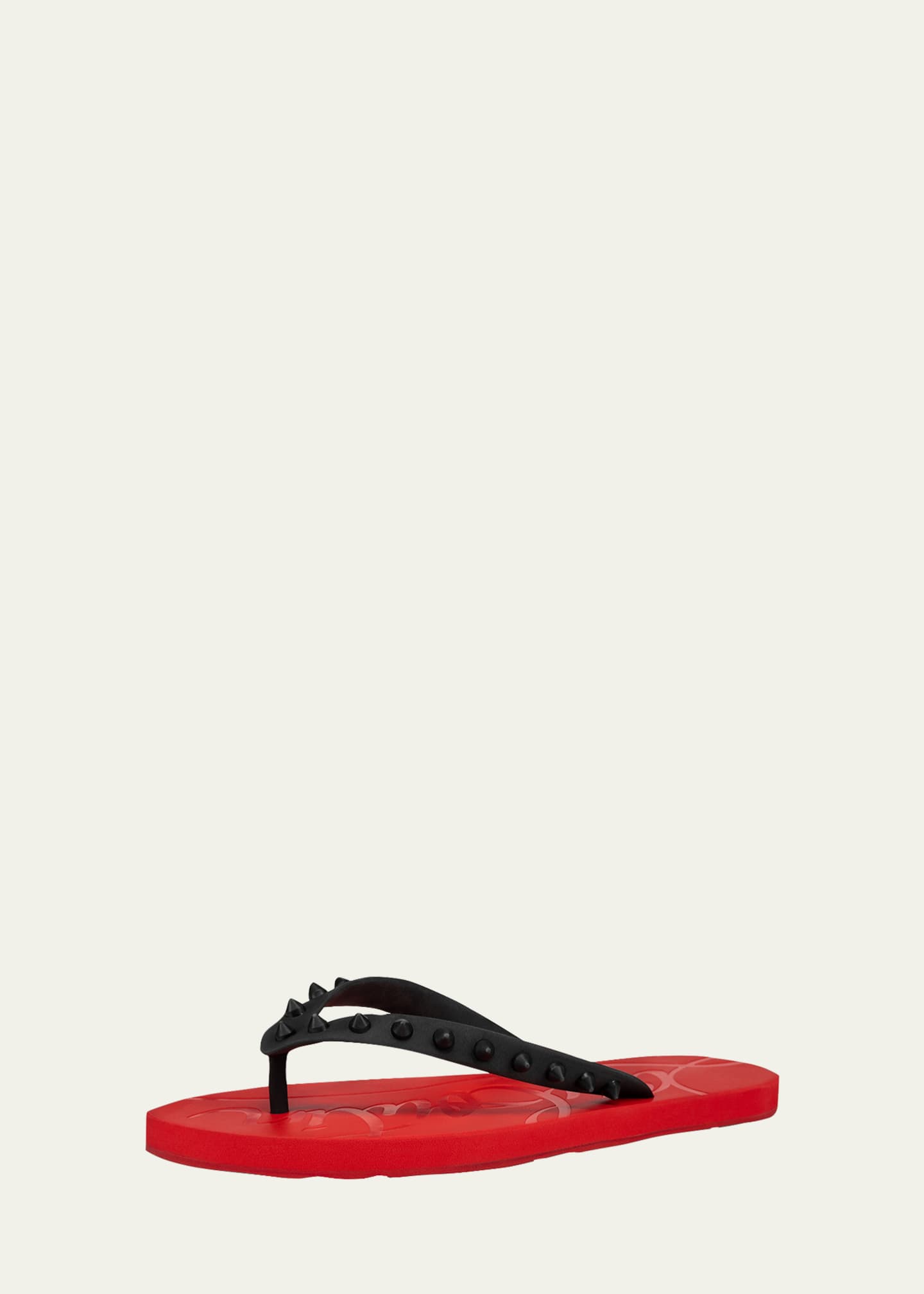 Christian Louboutin Loubi Flip Spiked Rubber Flip Flops Red