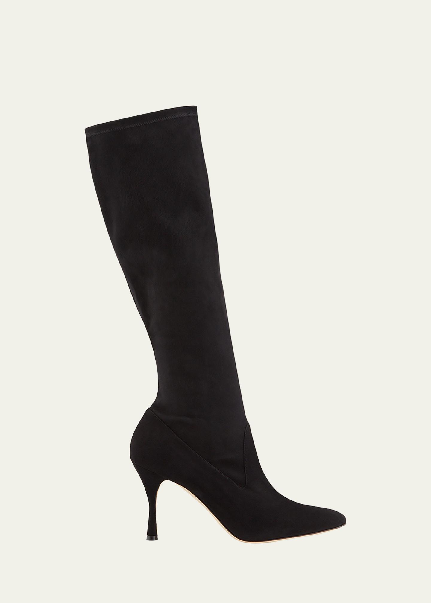 Manolo Blahnik Pamfilo 90mm Suede Knee Boots - Bergdorf Goodman