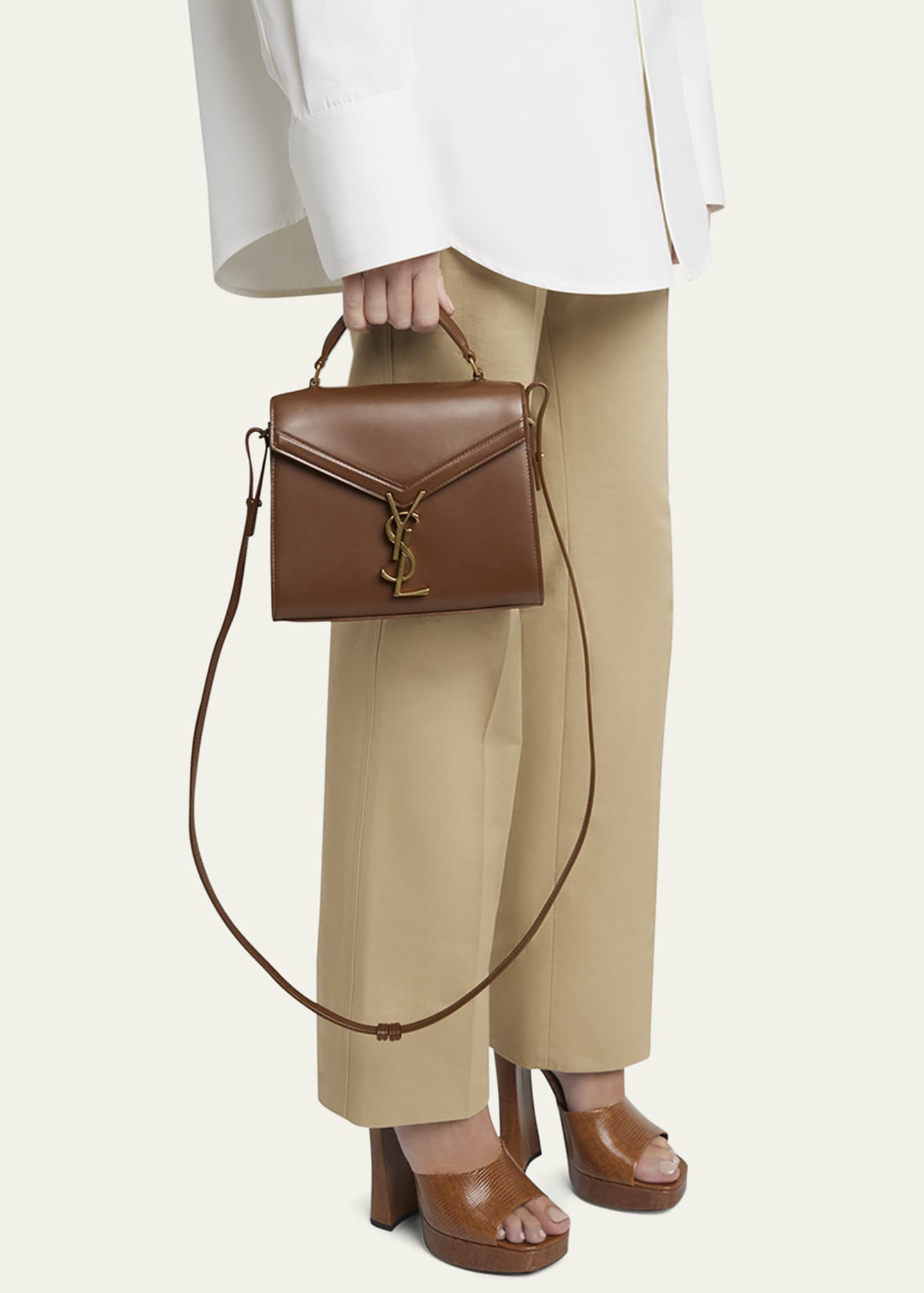 Saint Laurent Cassandre Mini Monogram YSL Box Calf Top Handle Bag