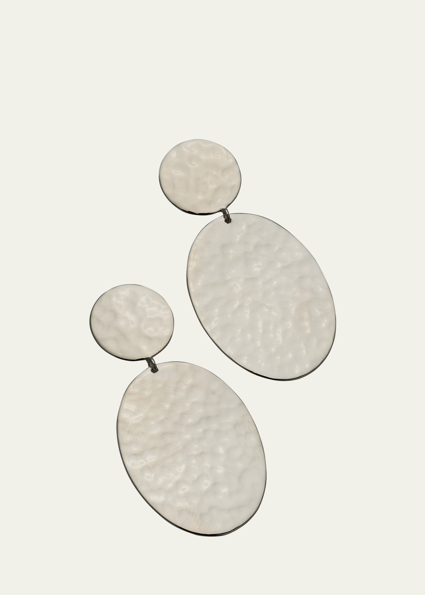 Ippolita Crinkle Hammered Oval Snowman Earrings in Sterling Silver Image 3 of 4