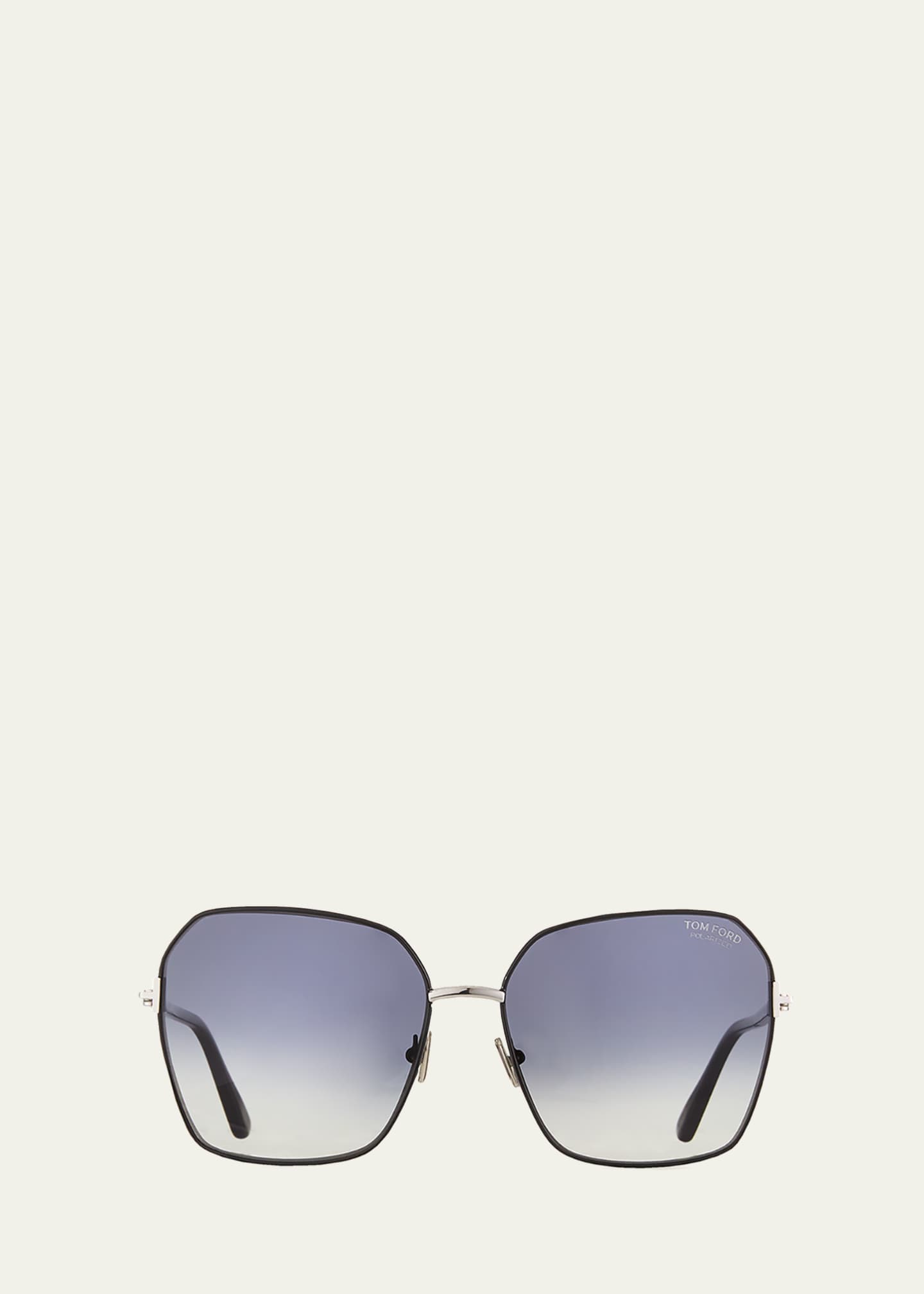 TOM FORD Claudia Geometric Metal Acetate Sunglasses