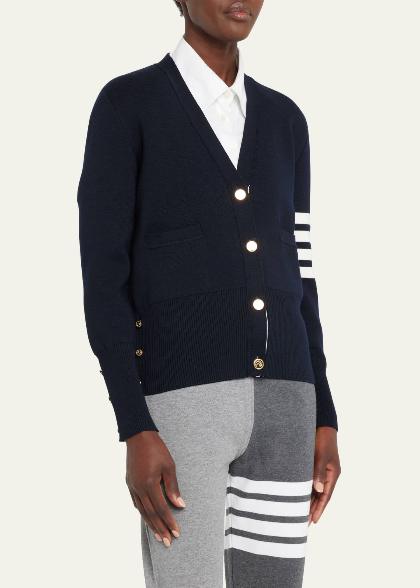Thom Browne 4-Bar Milano-Stitch Cardigan Image 4 of 5