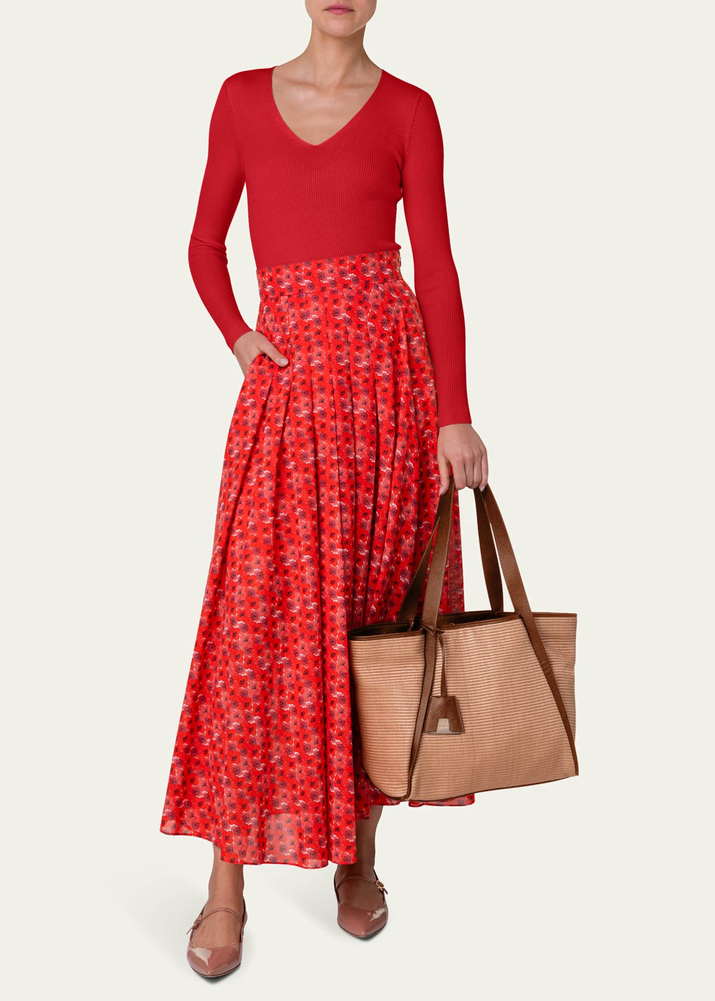 Akris Alexa Medium Raffia Tote Bag Image 4 of 4