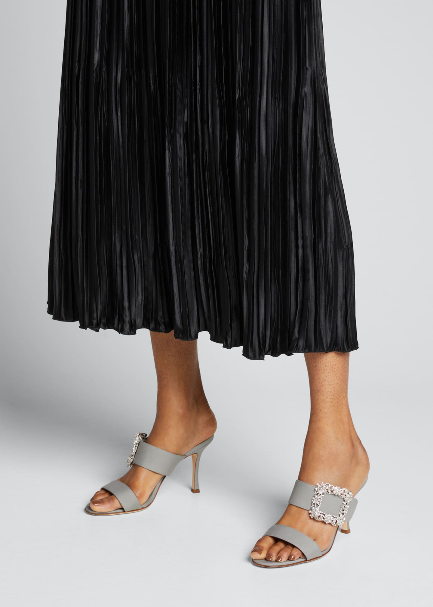 Manolo Blahnik Gable Crystal Buckle Slide Sandals Bergdorf Goodman