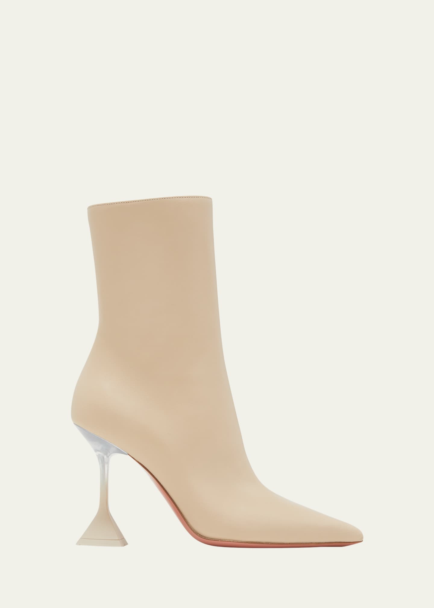 Amina Muaddi Giorgia Napa Clear Heel Ankle Booties
