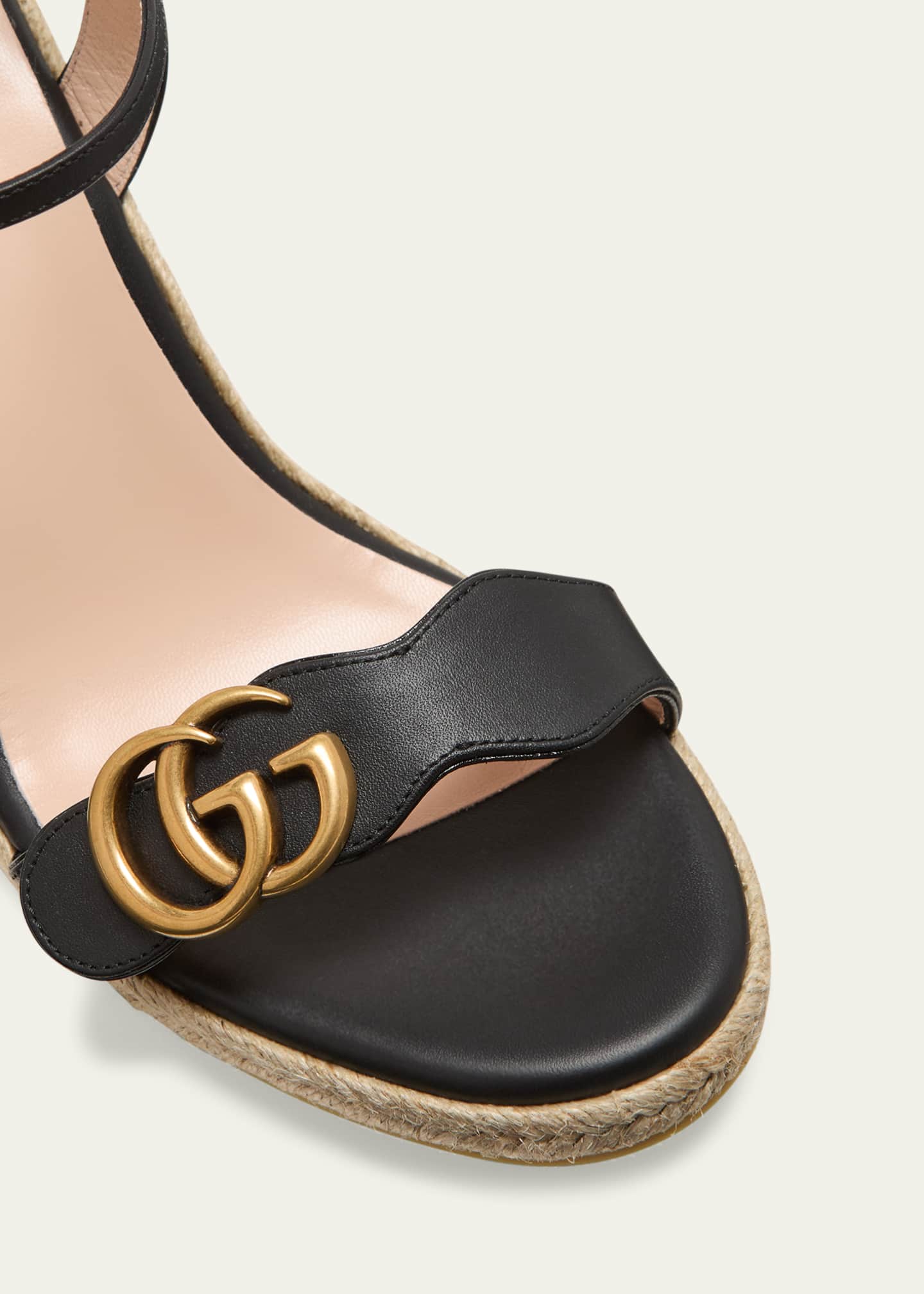GUCCI Aitana logo-embellished leather wedge espadrille sandals
