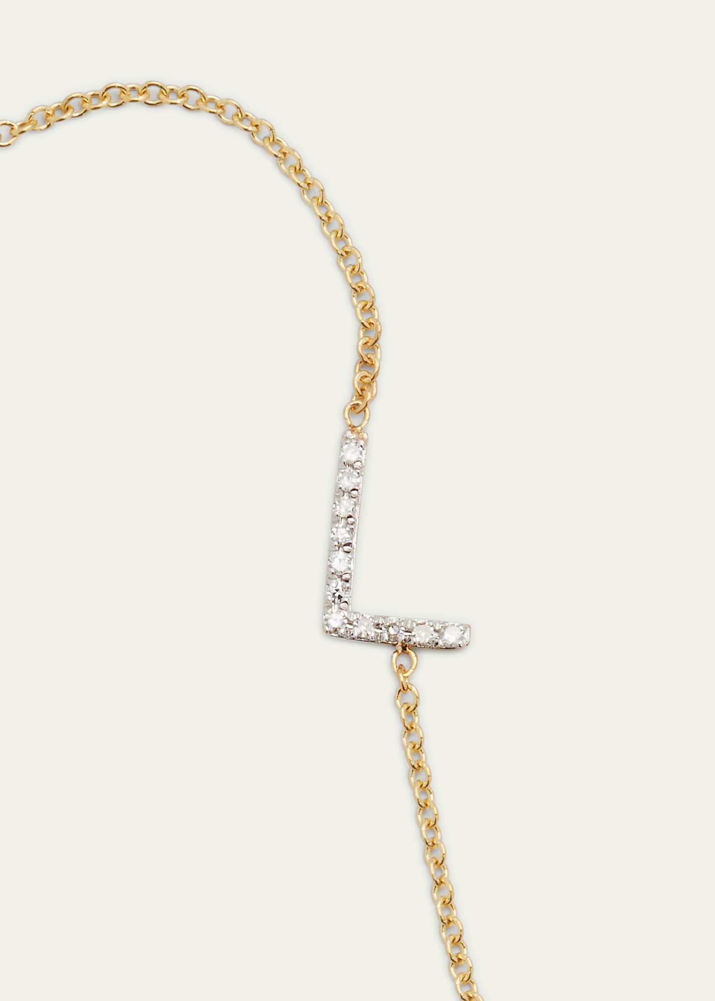 Zoe Lev Jewelry Diamond Asymmetrical Initial Necklace, L Image 3 of 4