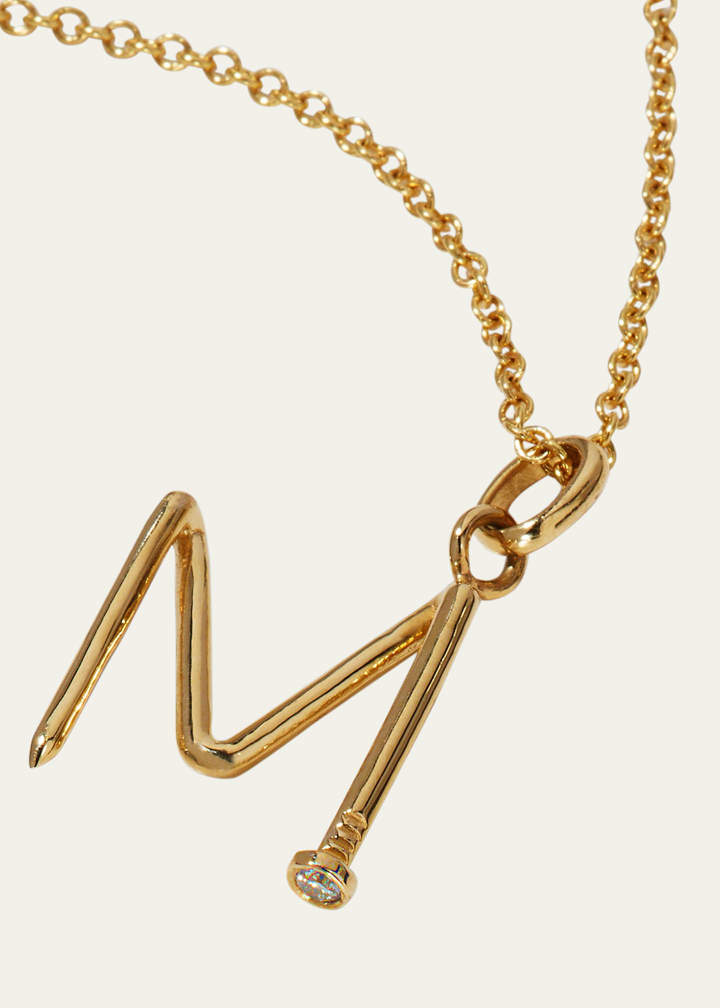 Zoe Lev Jewelry 14K Gold Small Nail Initial Necklace Image 5 of 5