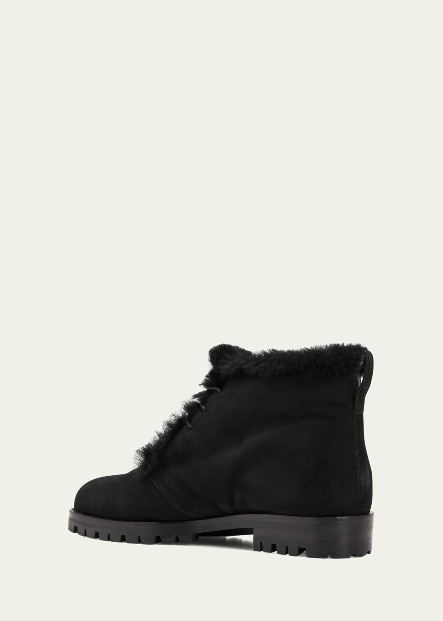 Manolo Blahnik Mircus Suede Shearling Lace-Up Booties Image 2 of 3