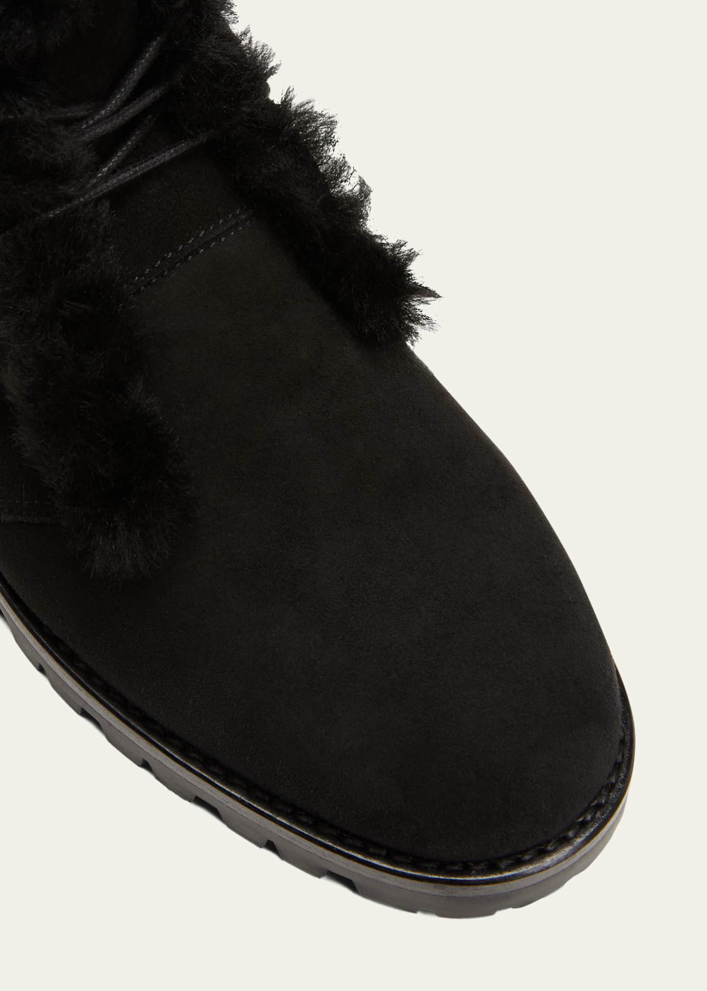 Manolo Blahnik Mircus Suede Shearling Lace-Up Booties Image 3 of 3