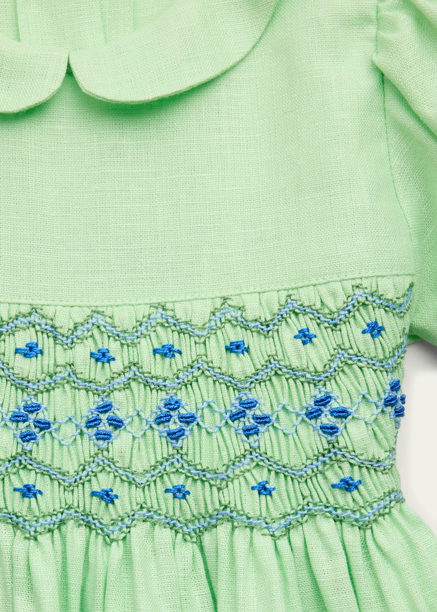 Mariella Ferrari Girl's Smocked Linen A-Line Dress, Size 18M-10 Image 3 of 3