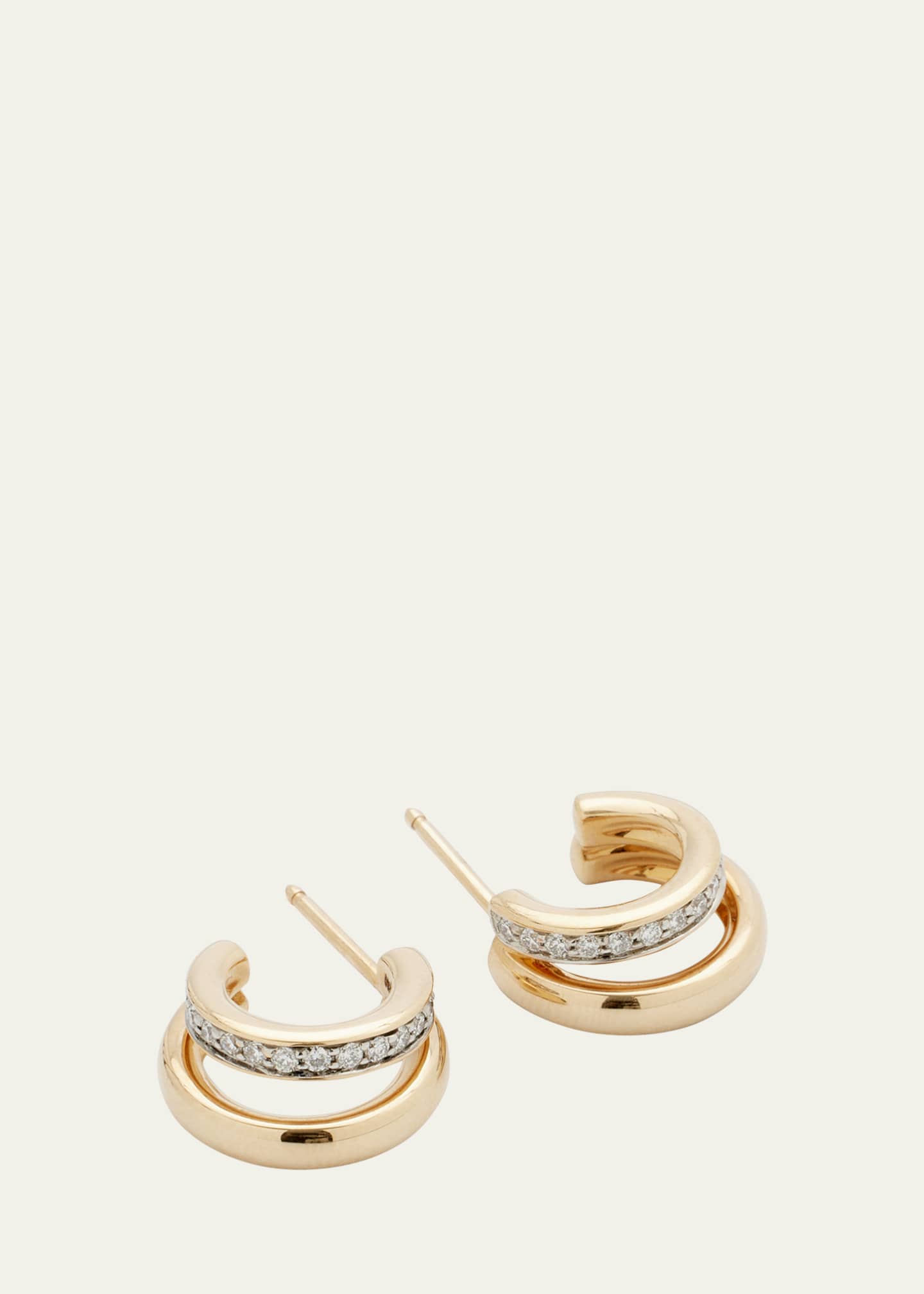 Pomellato Iconica 18K Rose Gold and Diamond Double Hoop Earrings Image 3 of 4