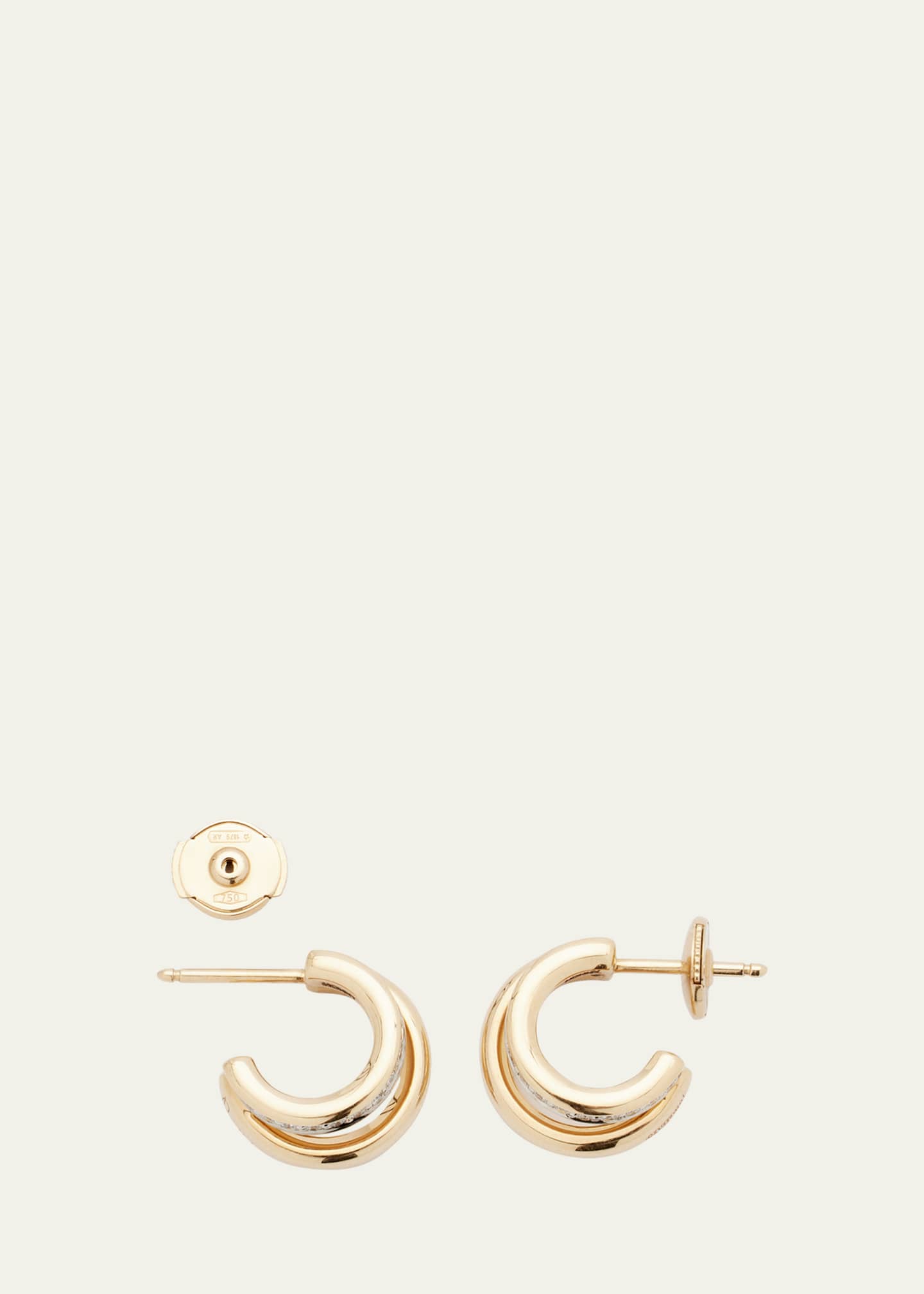 Pomellato Iconica 18K Rose Gold and Diamond Double Hoop Earrings Image 4 of 4