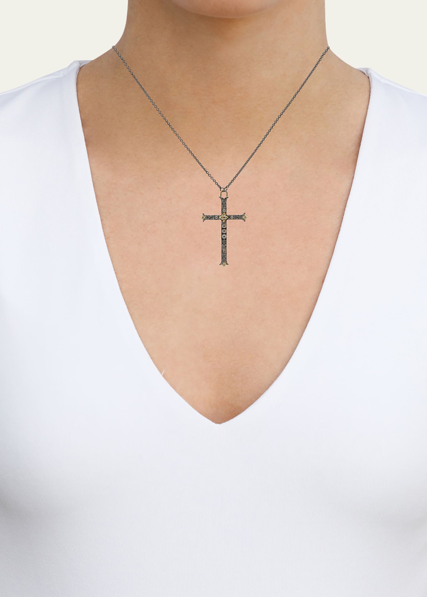 Armenta Old World Diamond Large Cross Pendant Necklace Image 2 of 2