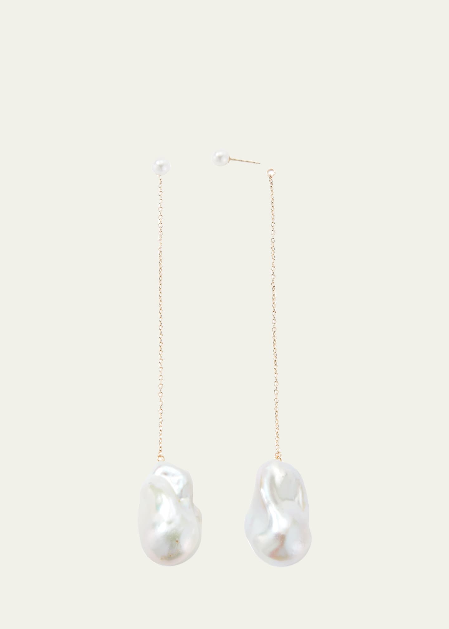 Mizuki 14k Long Chain Drop Earrings with Pearls Image 1 of 2