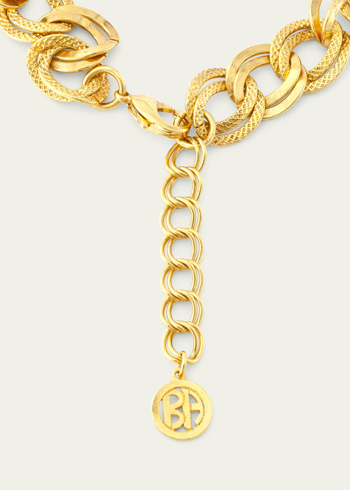Gold Textured Link Chain Necklace