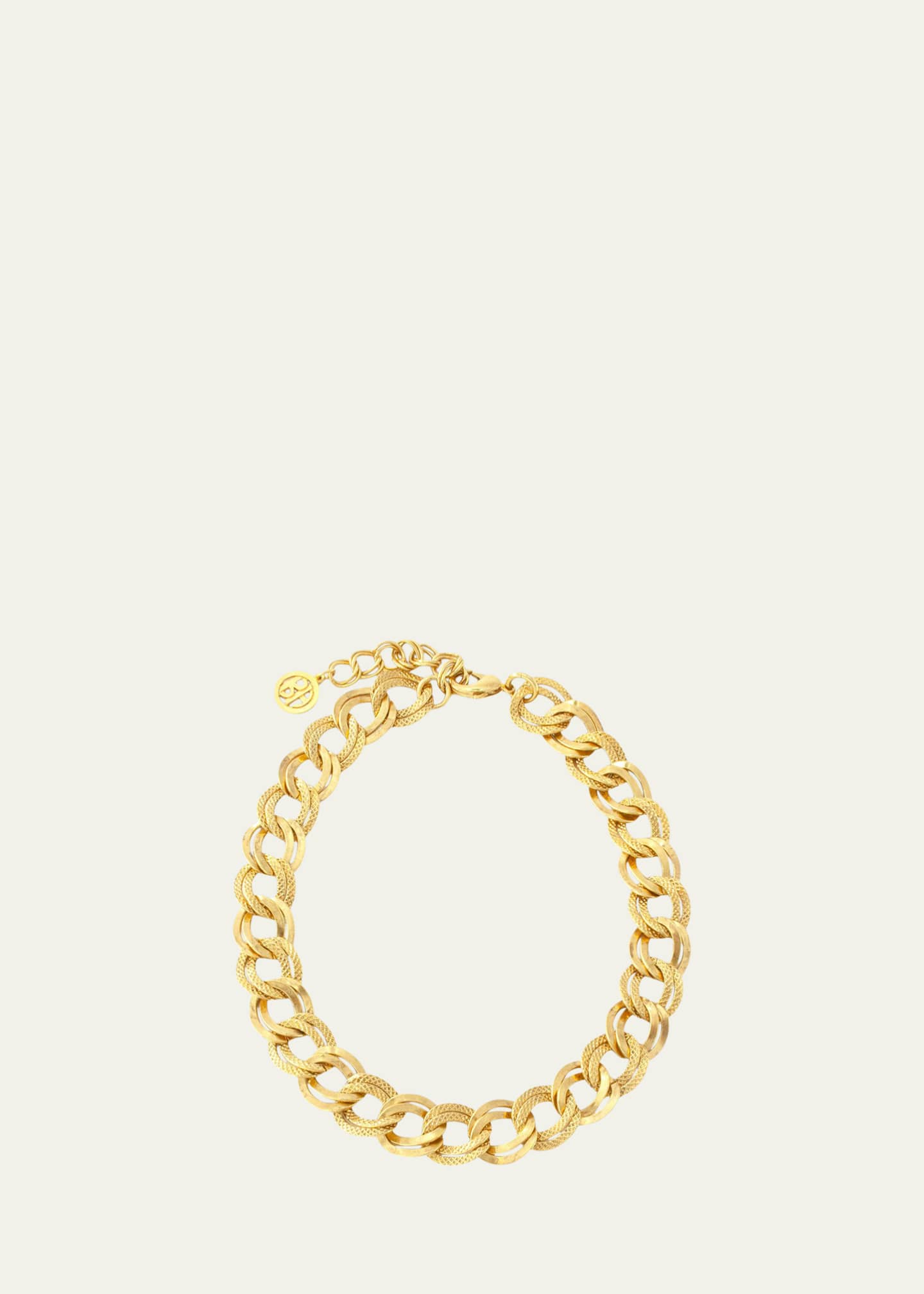 Gold Textured Link Chain Necklace