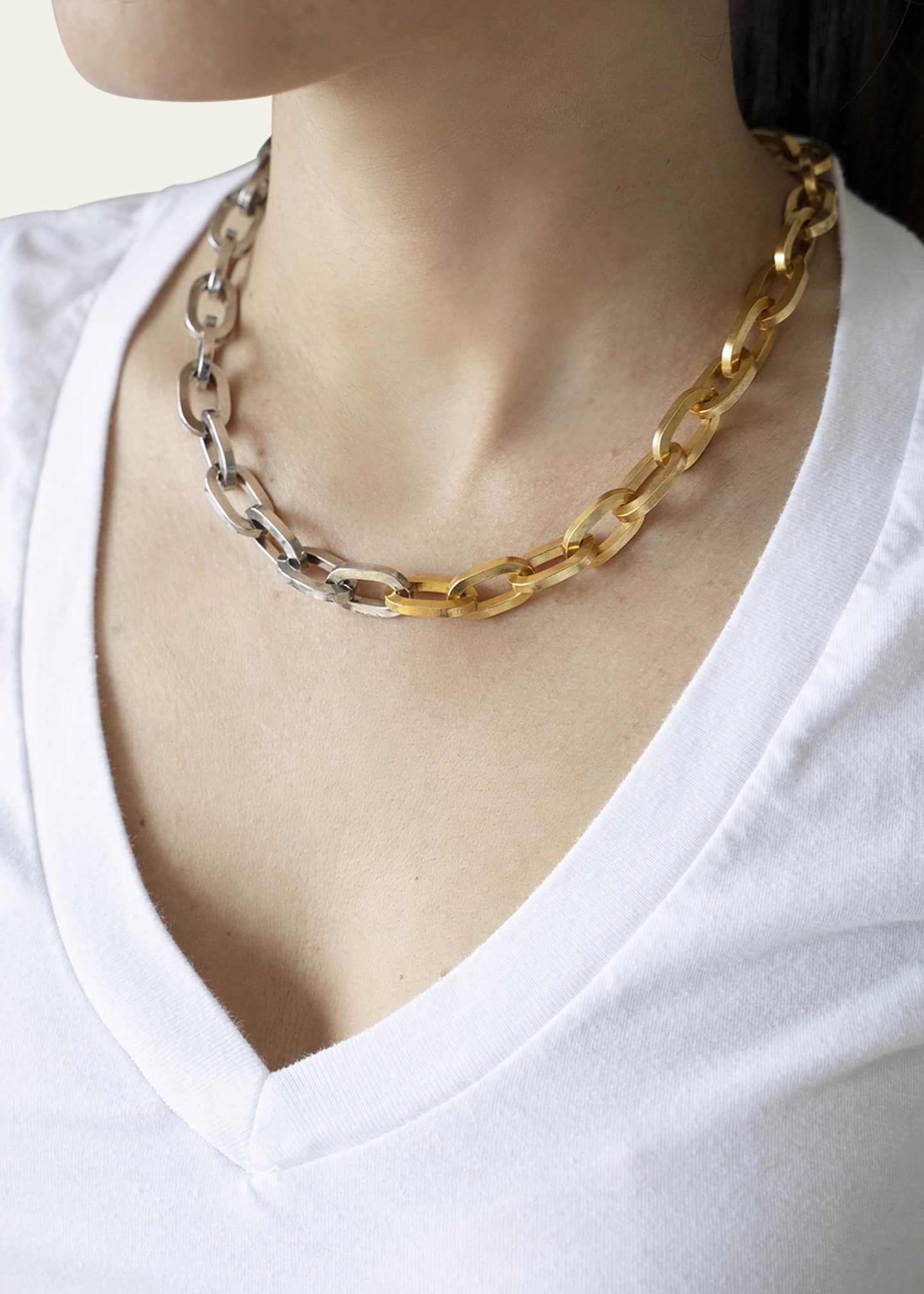 Two tone link hot sale necklace