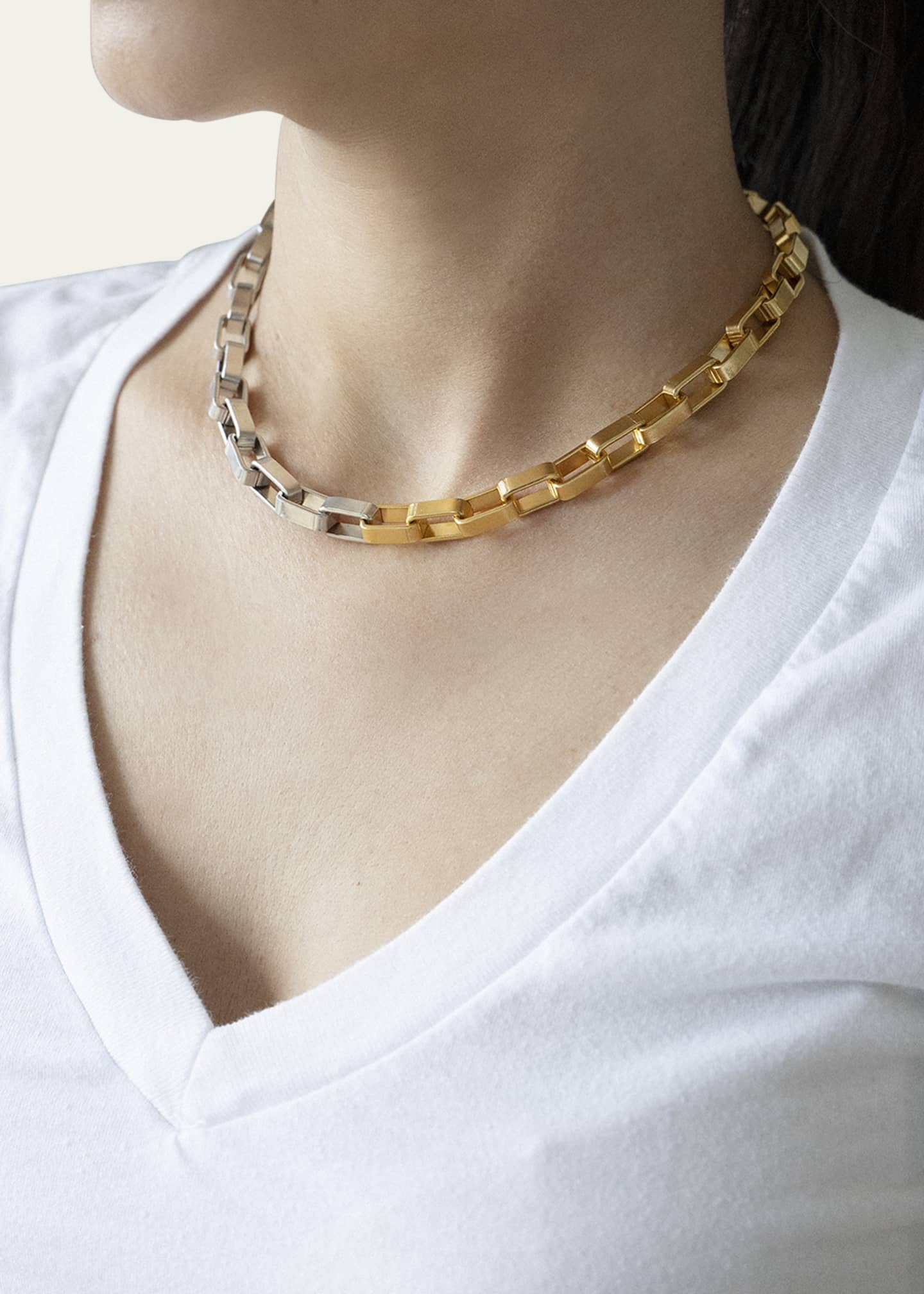 Two tone link hot sale necklace