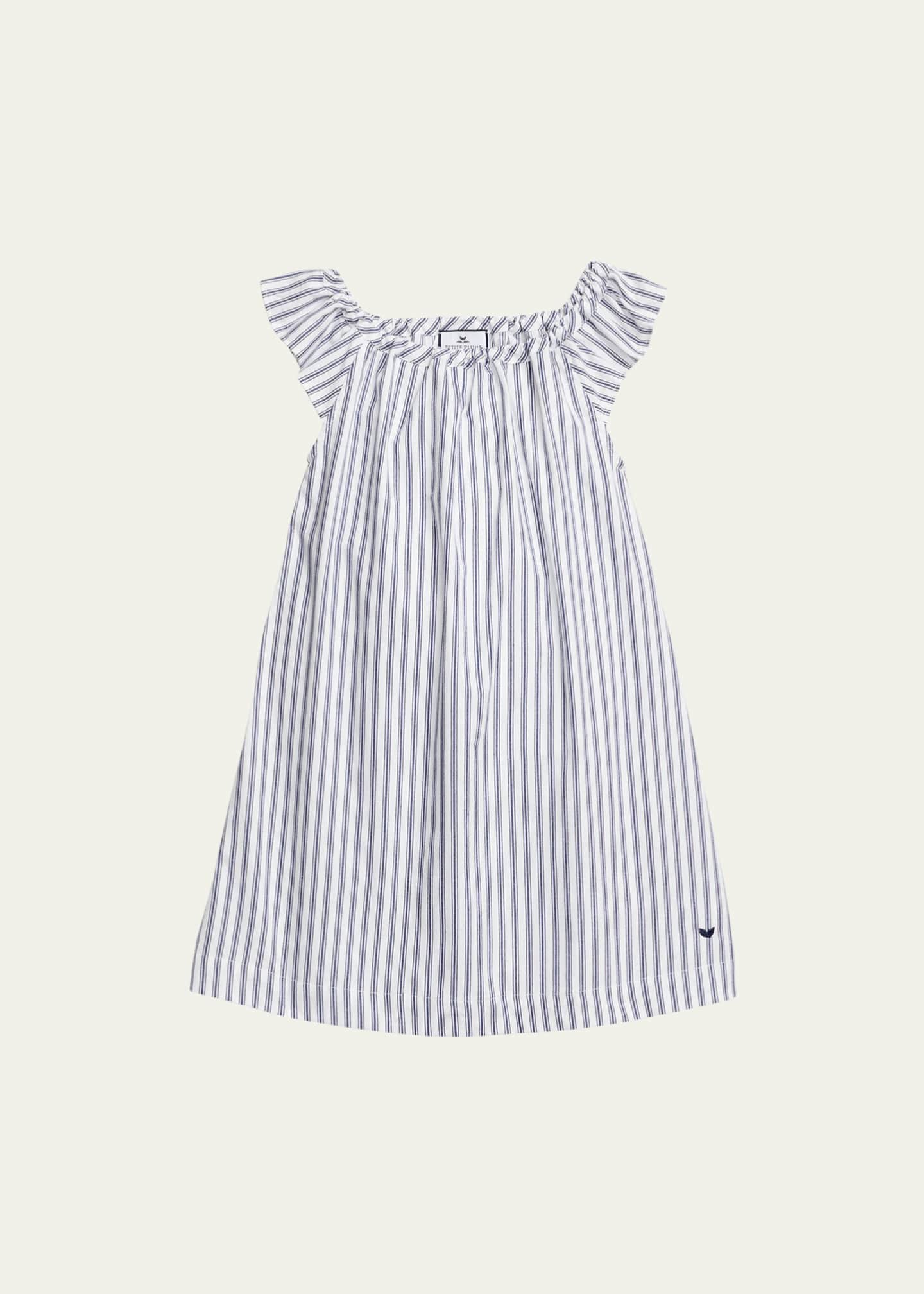 Petite Plume Kid's Isabelle French Ticking Striped Nightgown, Size 6M-14 Image 1 of 3