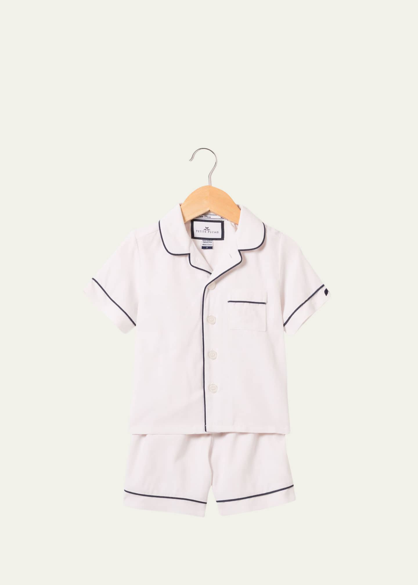 Petite Plume Kid's Classic Solid 2-Piece Pajama Shorts Set, Size 6M-14