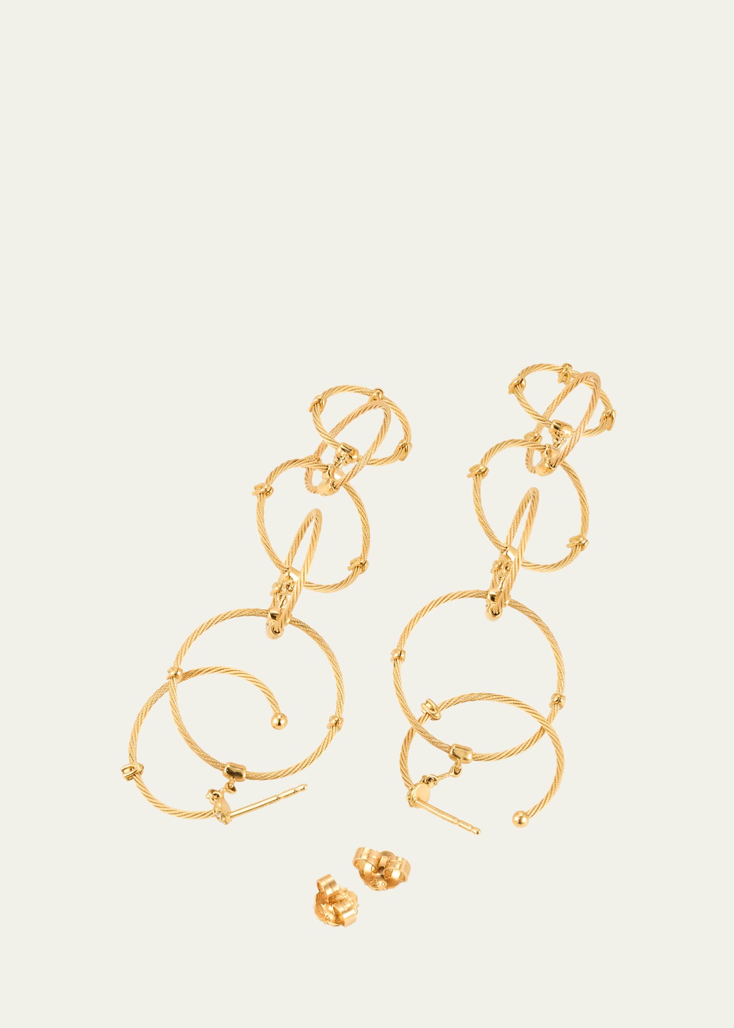 Paul Morelli 18K Yellow Gold Long Rain Chain Diamond Earrings Image 4 of 4