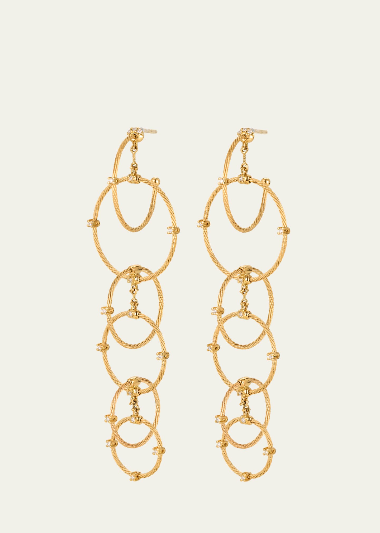 Paul Morelli 18K Yellow Gold Long Rain Chain Diamond Earrings Image 1 of 4
