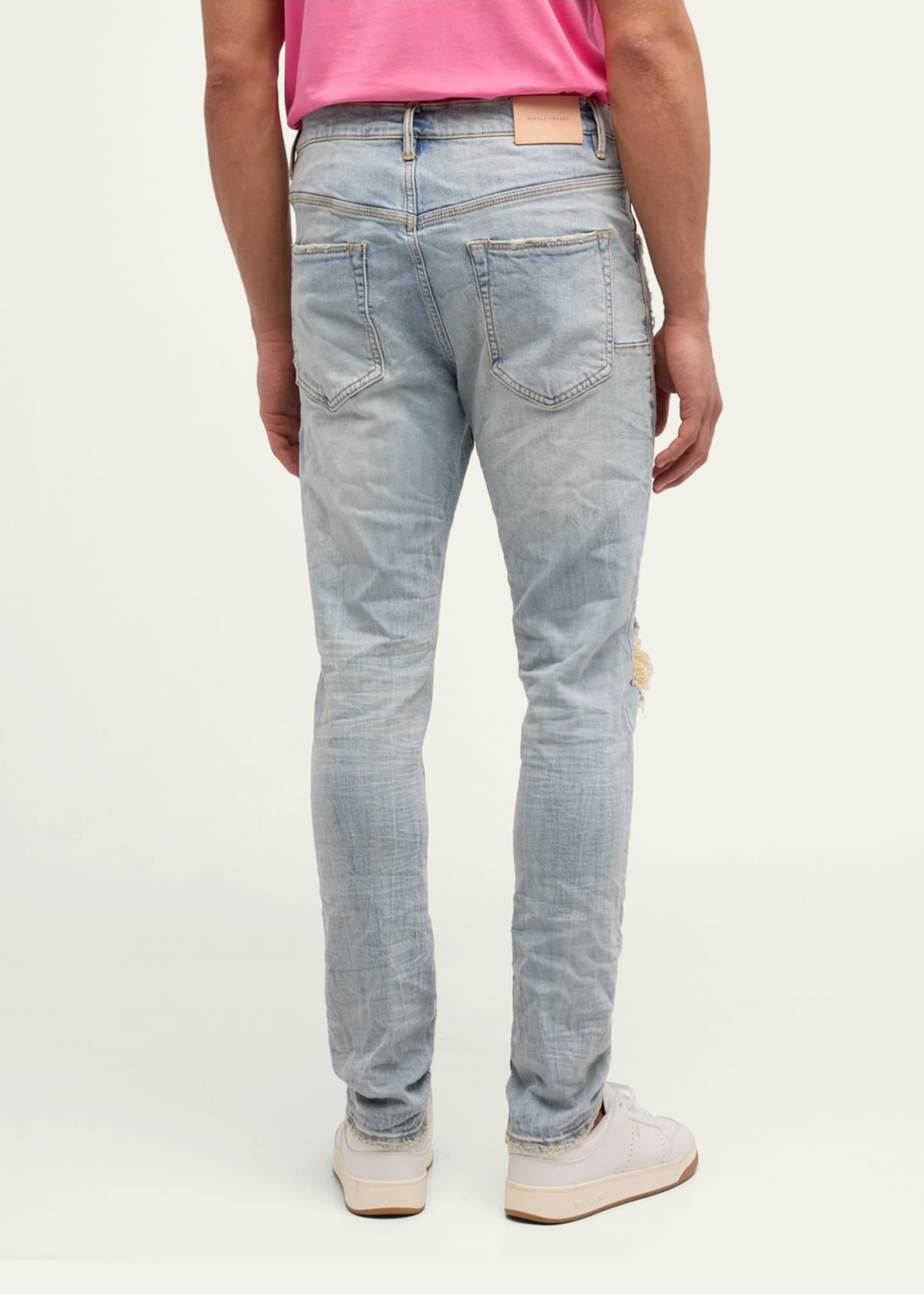 PURPLE Men's P002 Light Indigo Blowout Slim Jeans Image 3 of 7