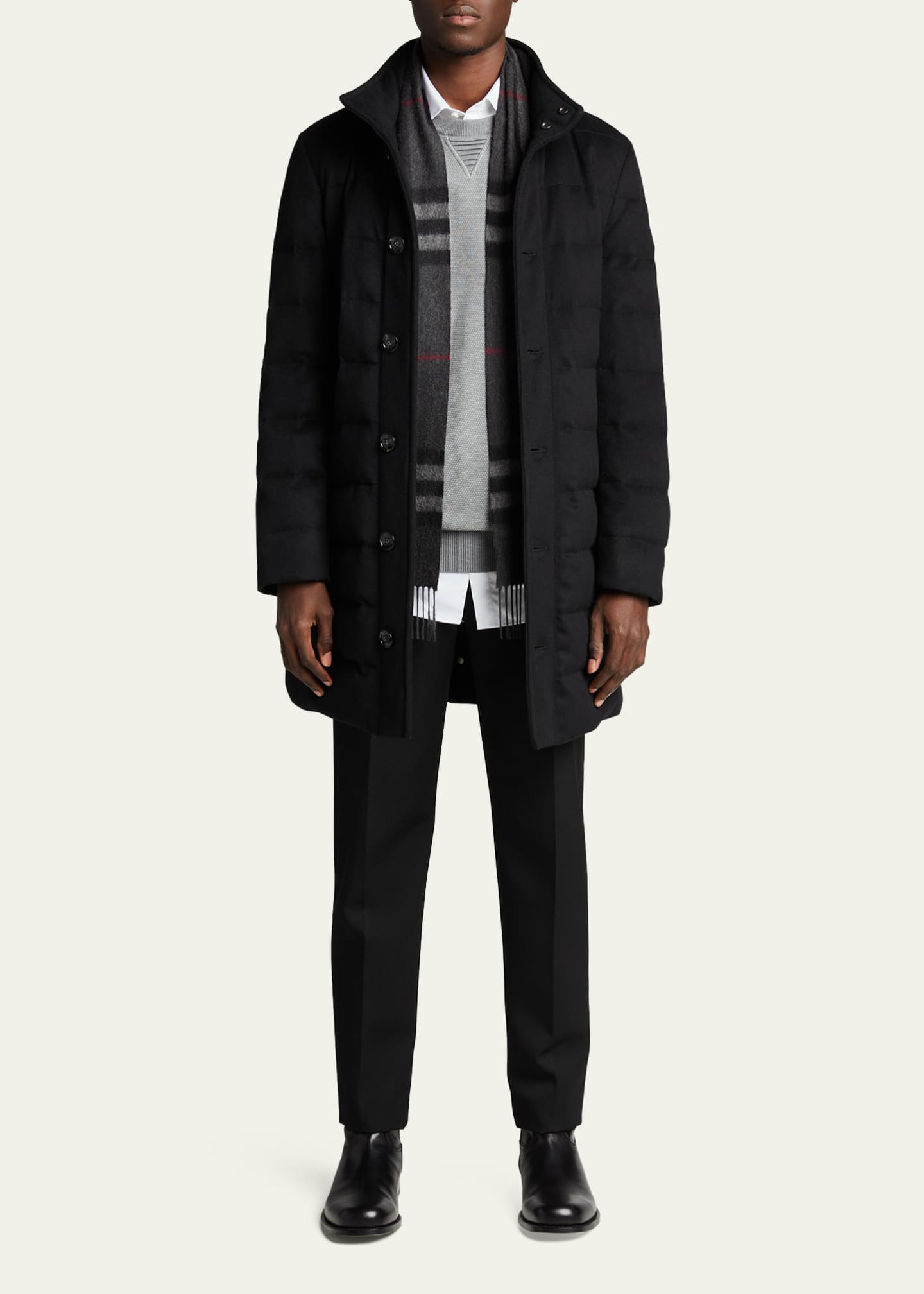 Burberry Men's Classic Check Cashmere Fringe Scarf Image 2 of 4