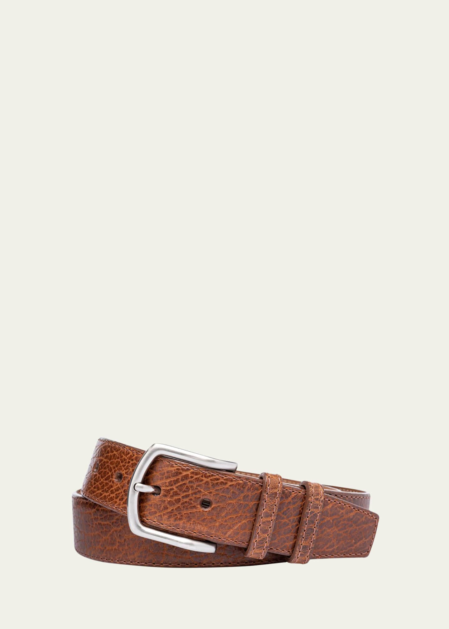 W. Kleinberg Men's Tucson Bison Belt w/ Nickel Buckle
