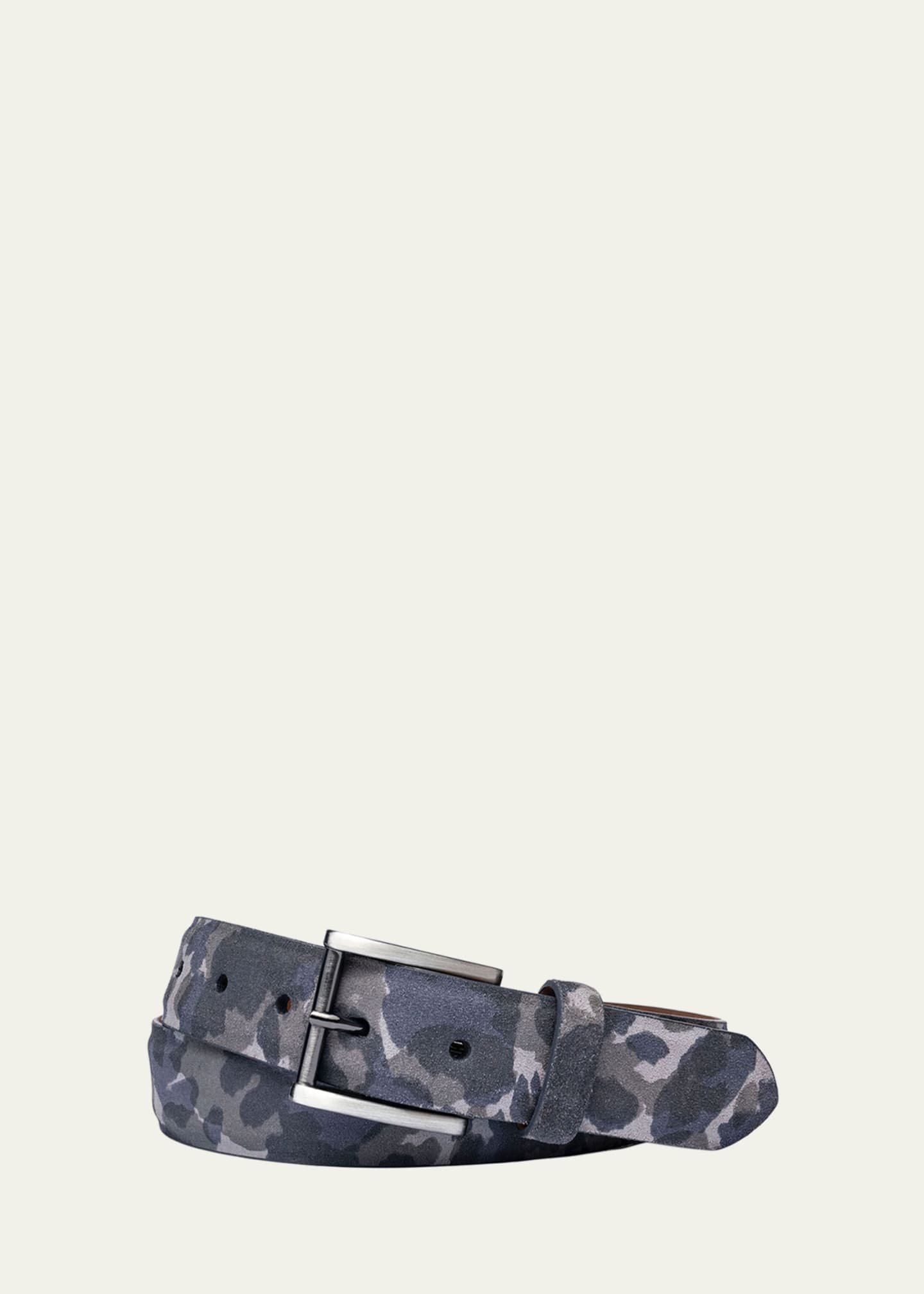 W. Kleinberg Men's Camo-Print Suede Belt
