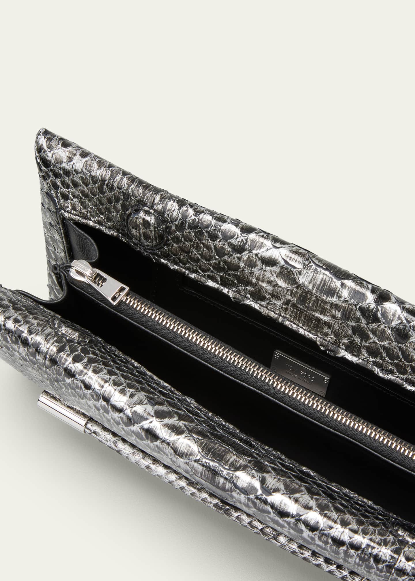 Tom Ford Ava Python Clutch Bag, Silver, Women's, Clutches & Small Handbags Clutches Pouches & Wristlets