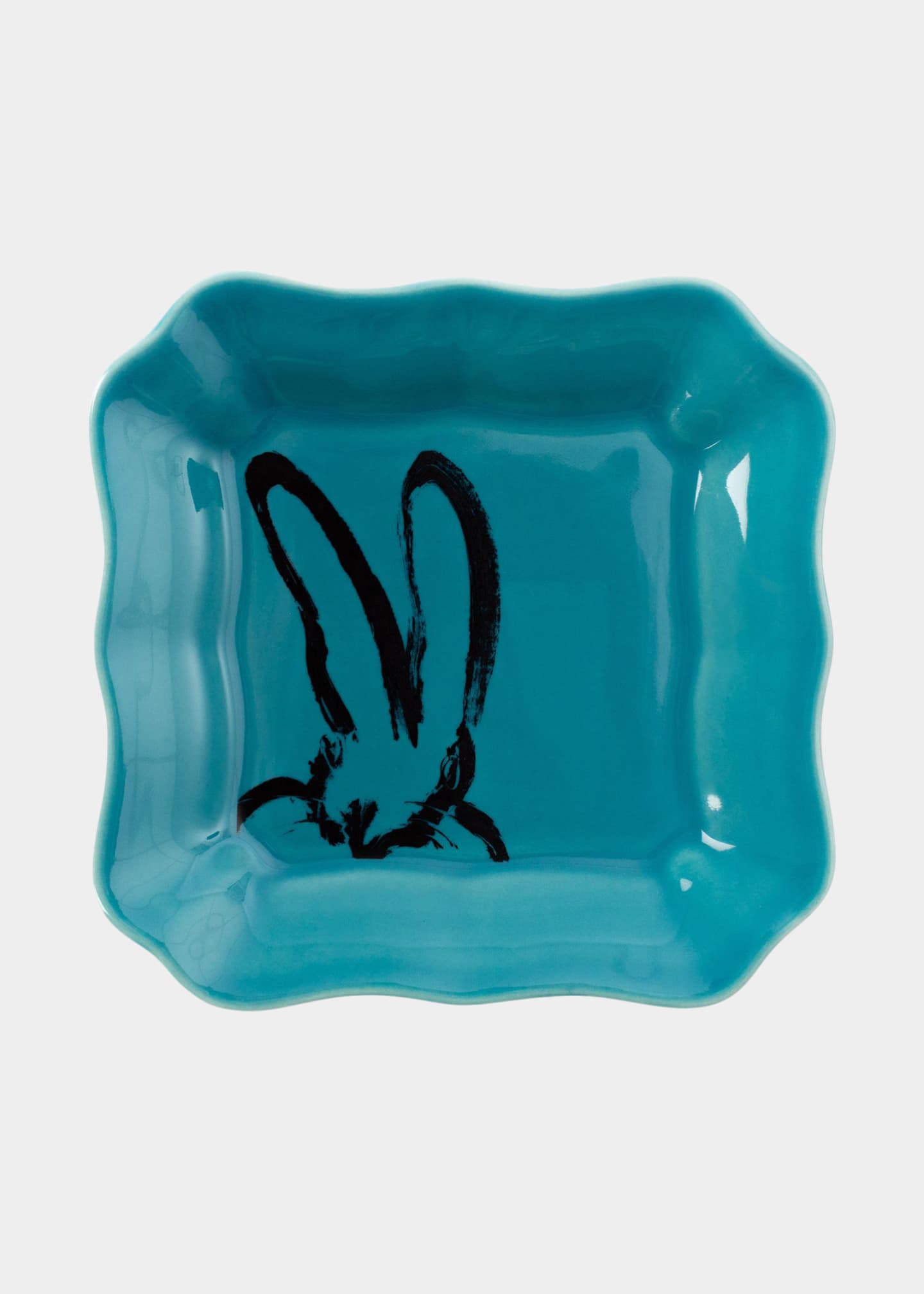 Hunt Slonem Portrait Plate with Gold Rim - Teal
