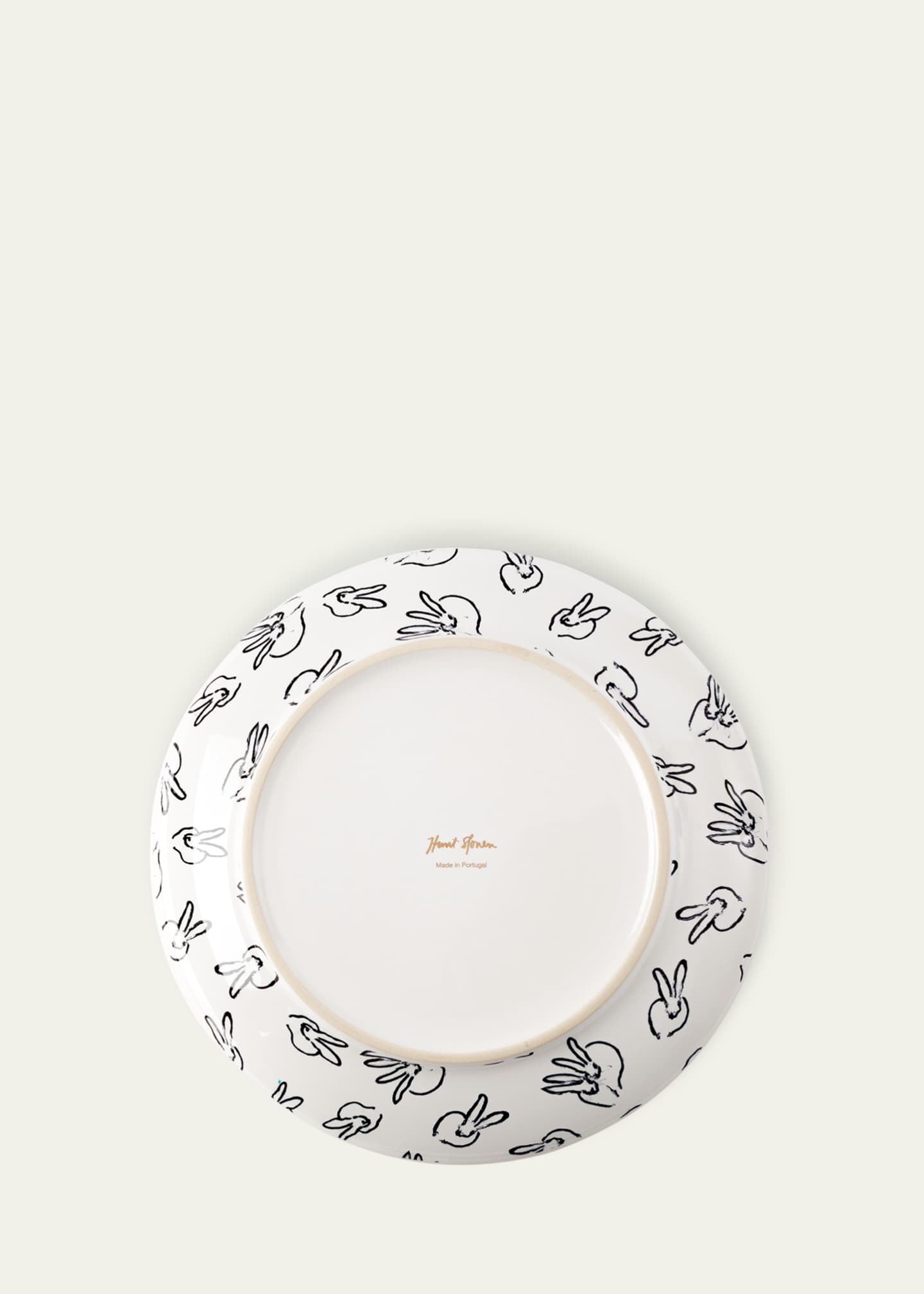 Hunt Slonem Rabbit Run Dinner Plate with Gold Rim - White Image 3 of 3