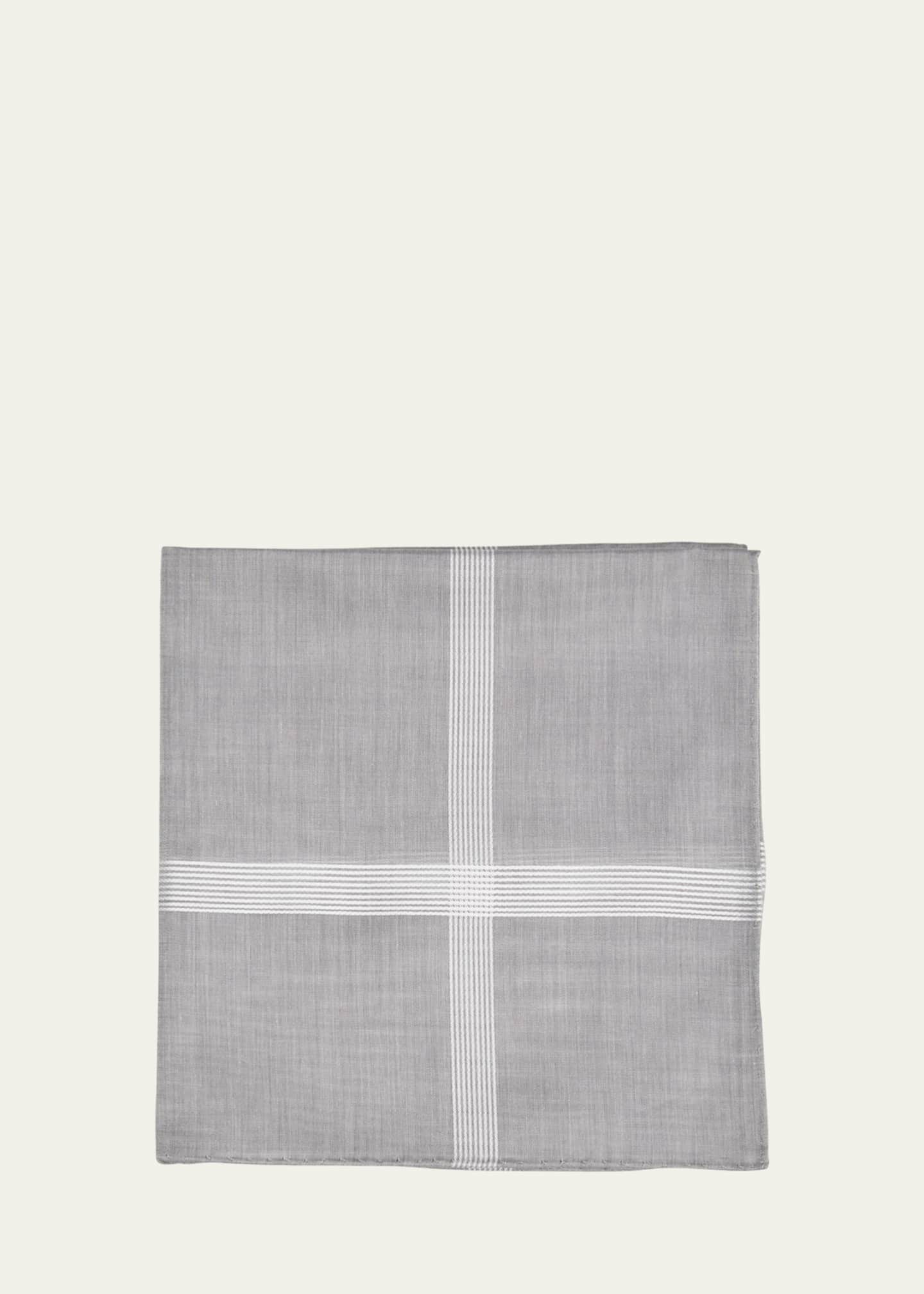 Simonnot Godard Men's Symphony Satin Check Handkerchief