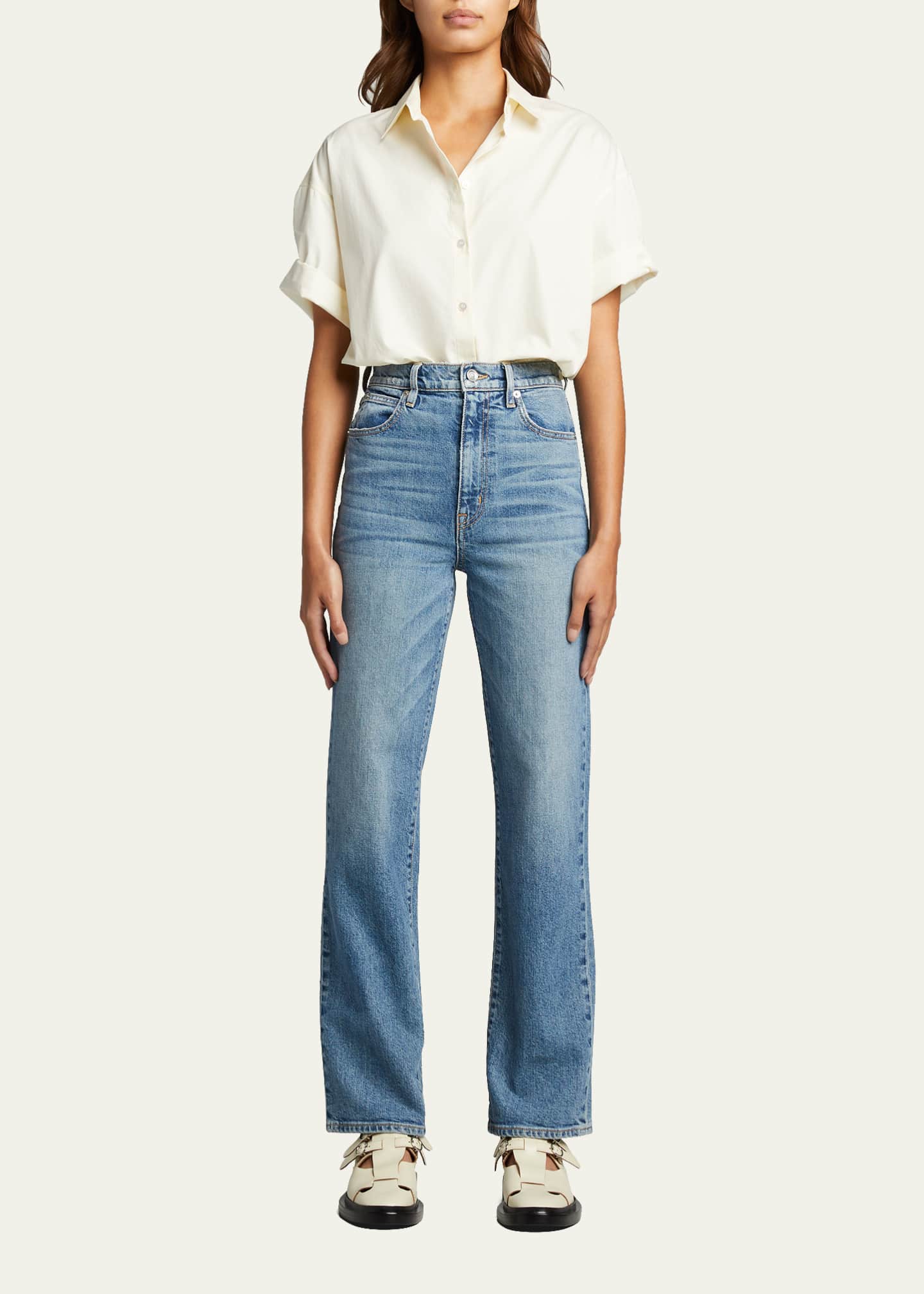 High Waist Straight Leg Jeans