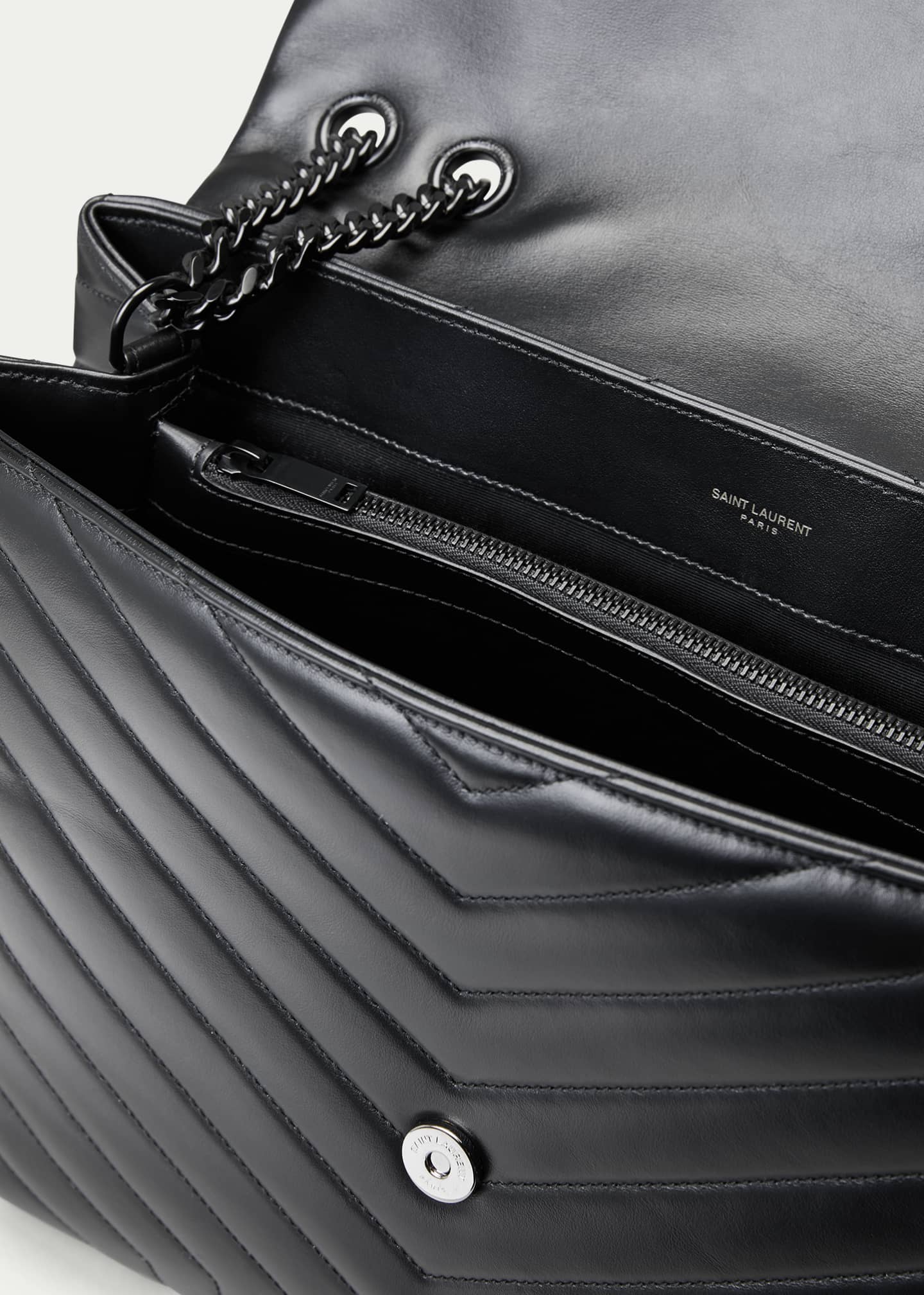 Loulou Large Leather Shoulder Bag in Black - Saint Laurent