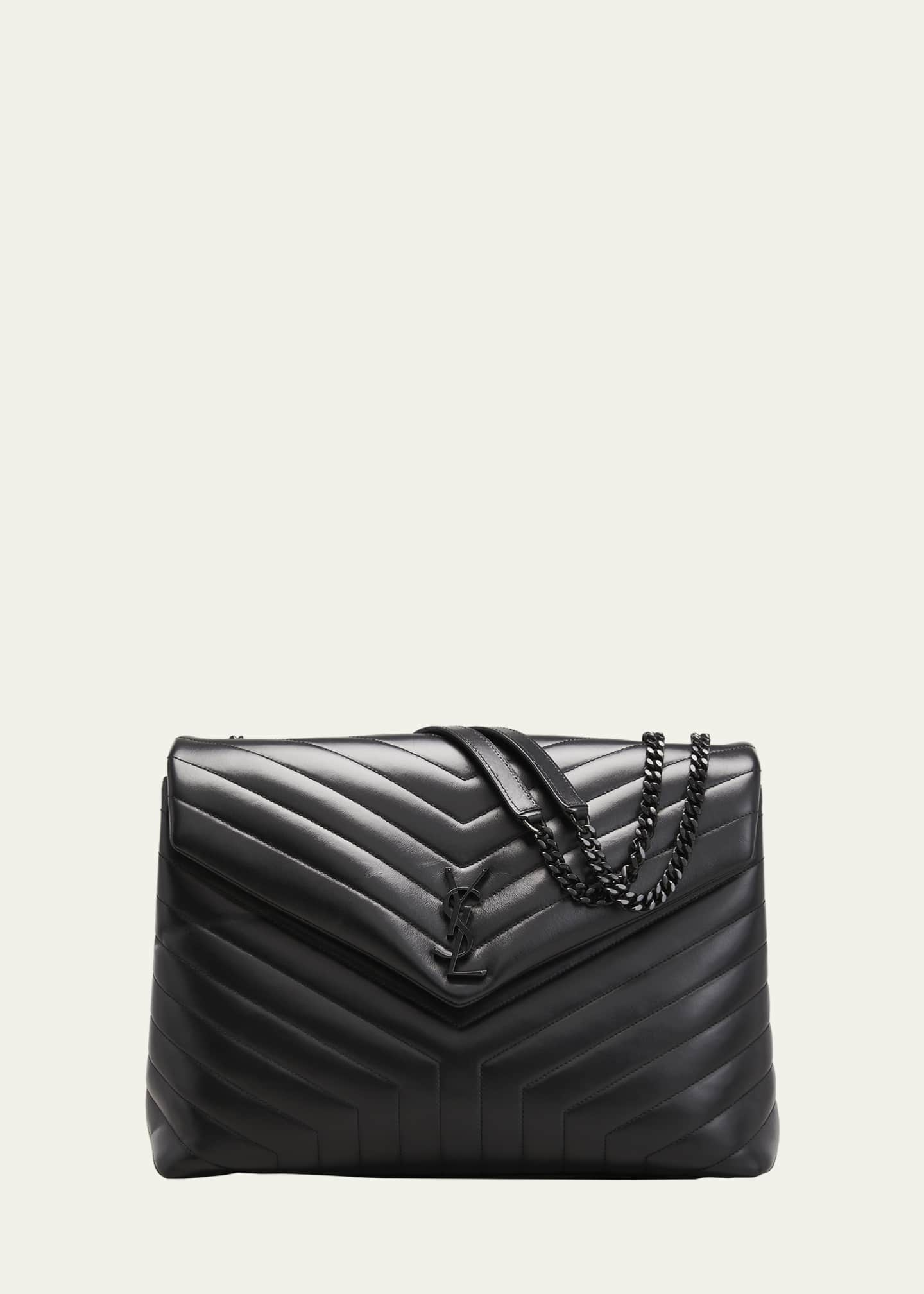 Saint Laurent Loulou Large Quilted Tonal Ysl Monogram Shoulder Bag