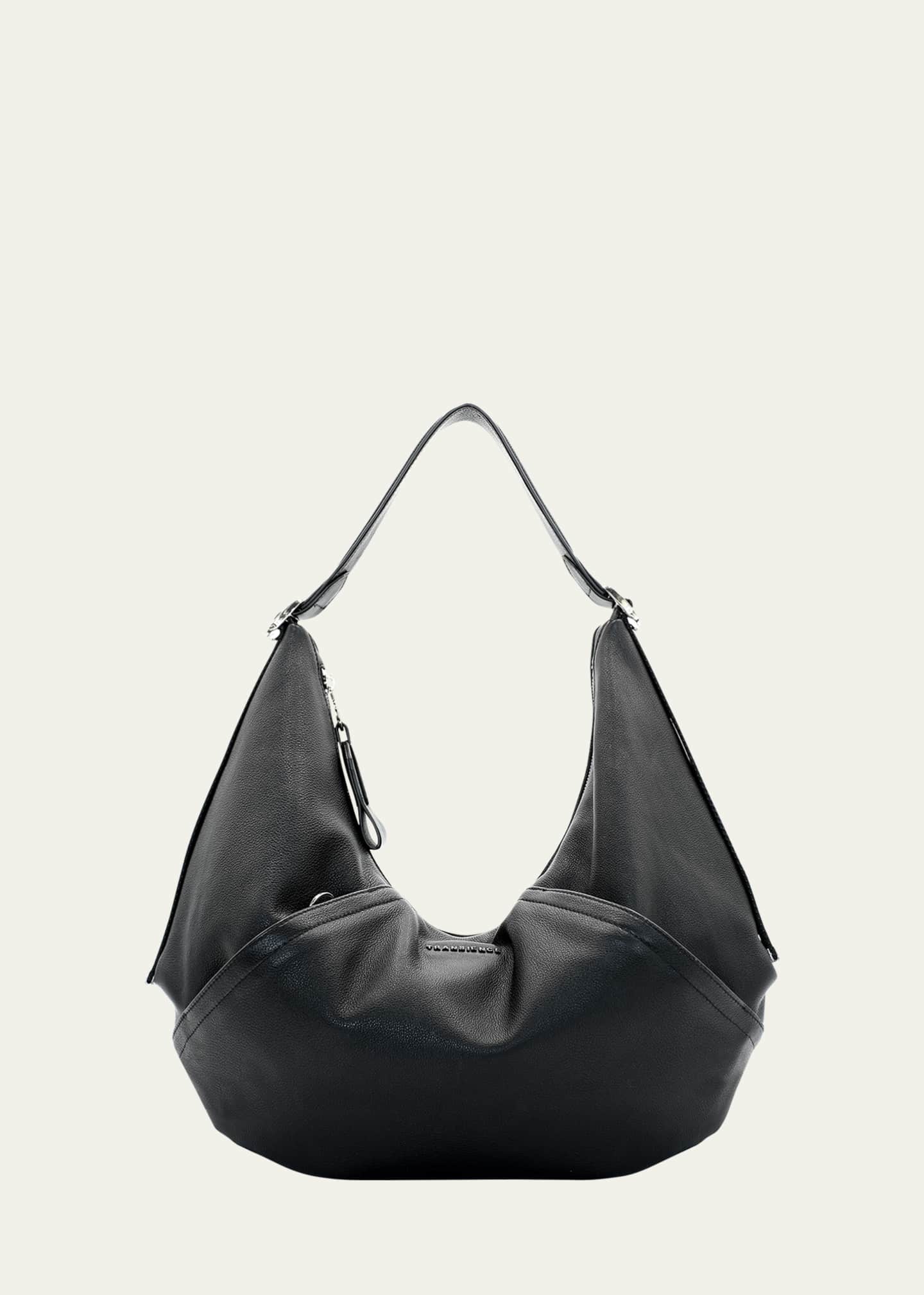 Slouchy Tote BLACK Shoulder Bag Hobo Leather Bag Weekender 