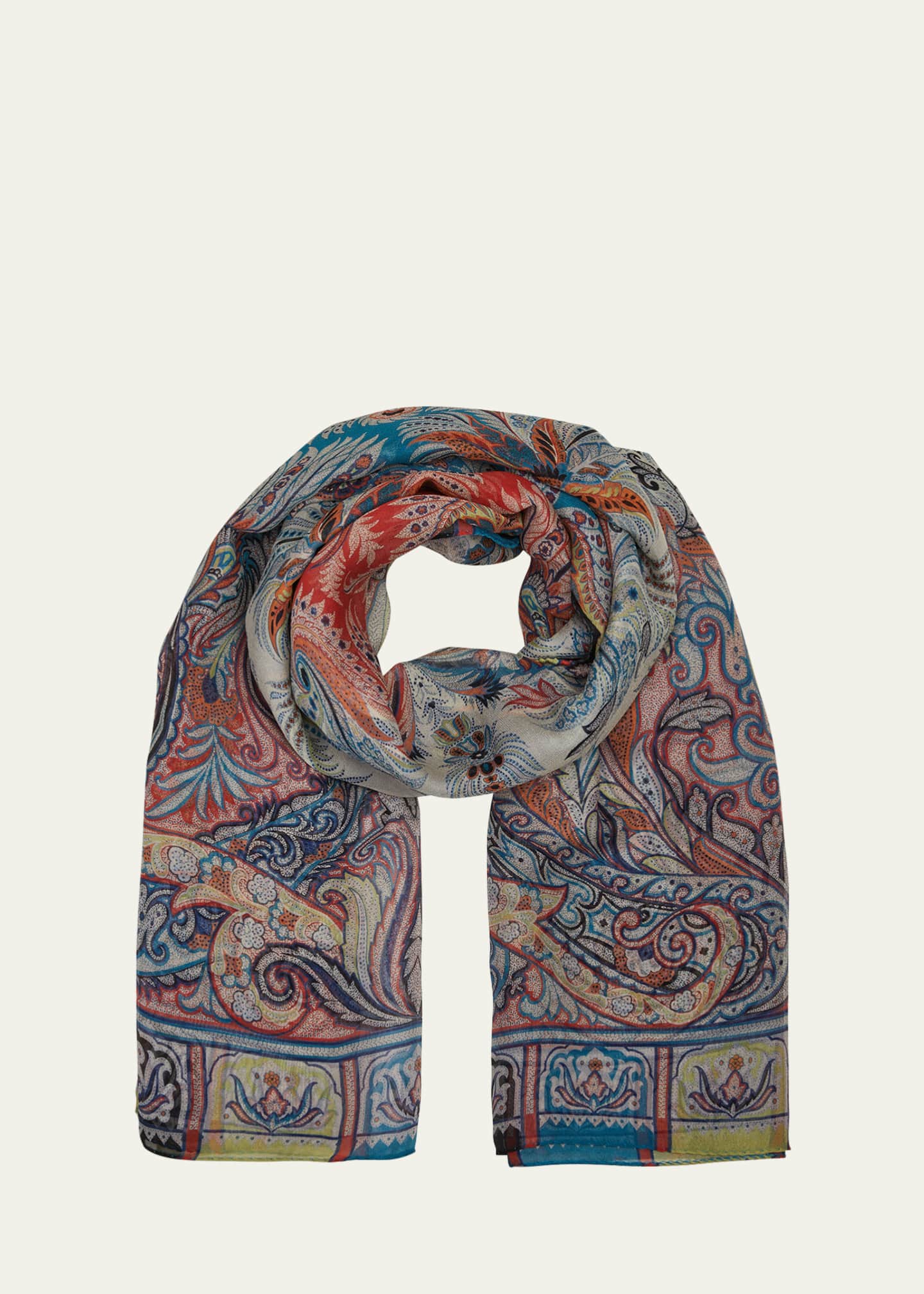 Paisley silk twill scarf in multicoloured - Etro