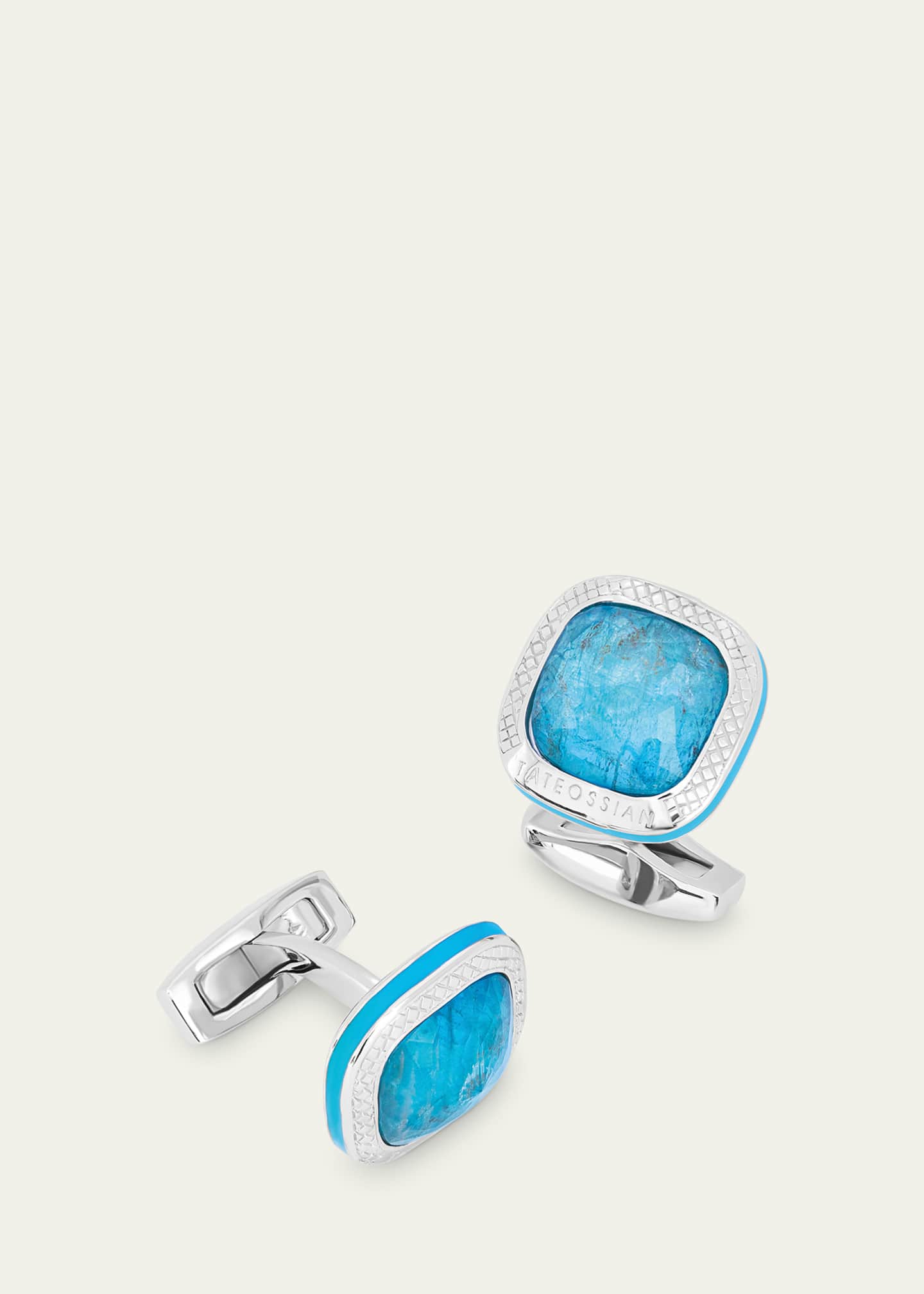 Tateossian Men's Apatite Doppione Cushion Cufflinks Image 3 of 4