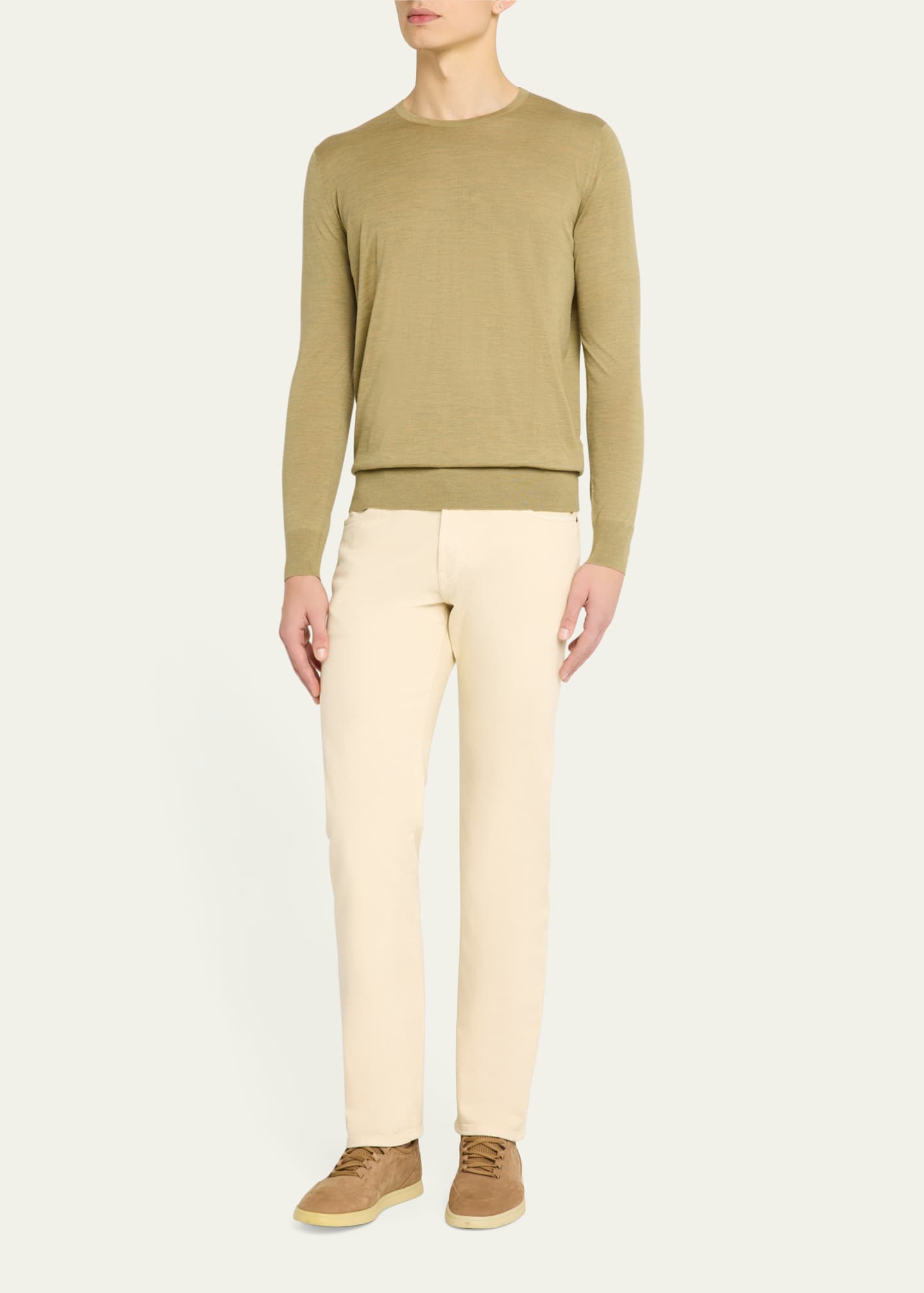 Loro Piana Men's Girocollo Wool Crewneck Sweater Image 2 of 5