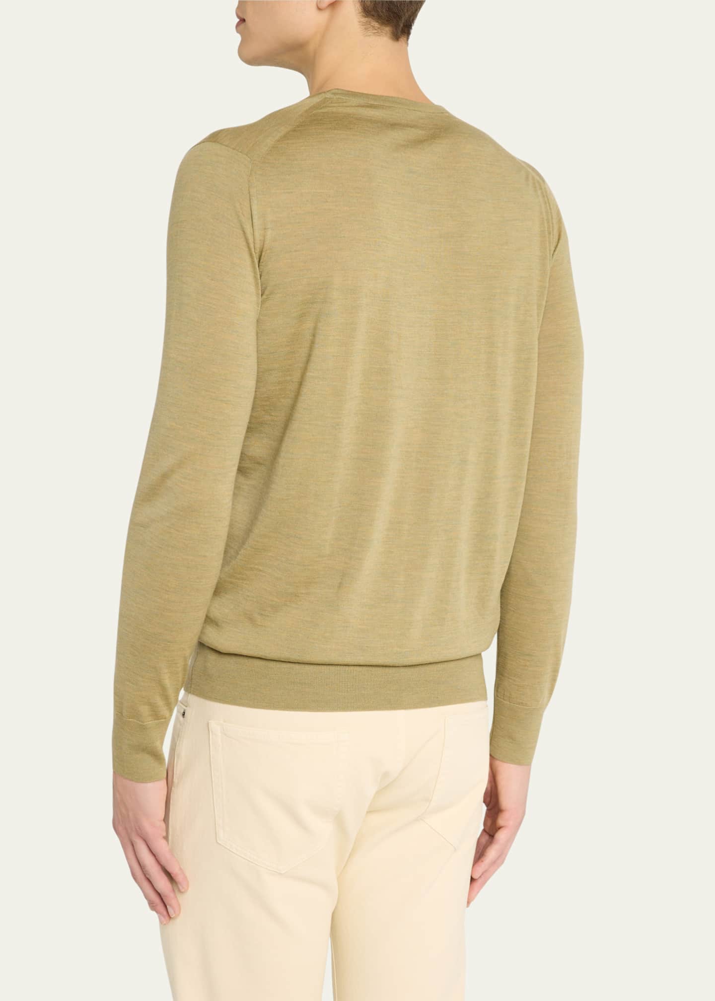Loro Piana Men's Girocollo Wool Crewneck Sweater Image 3 of 5
