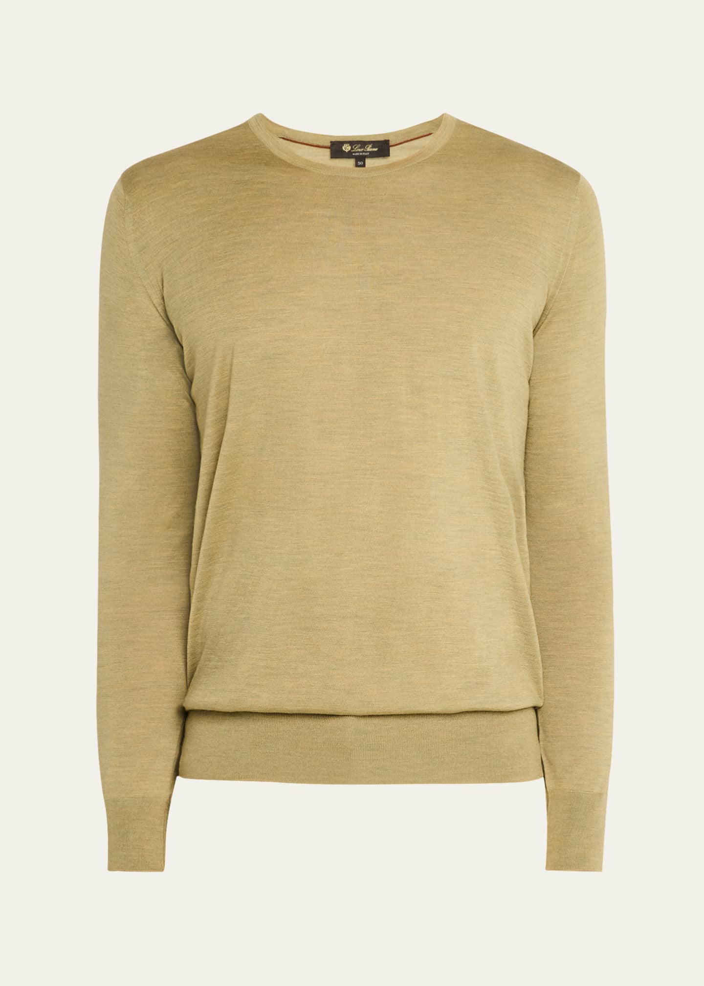 Loro Piana Men's Girocollo Wool Crewneck Sweater Image 1 of 5