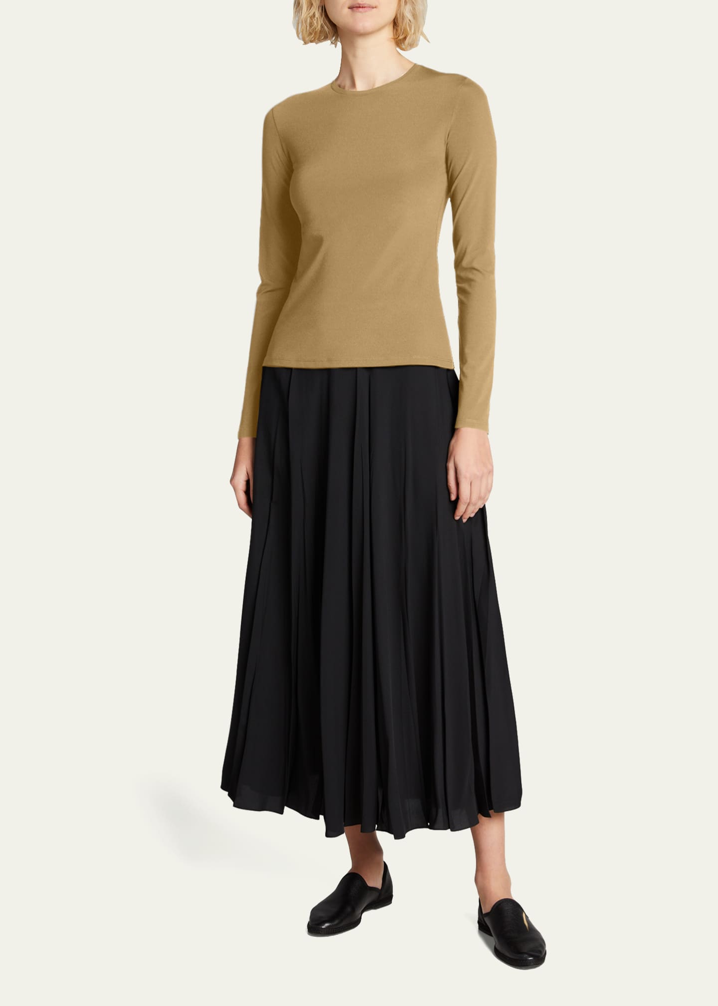 THE ROW Inverness Long-Sleeve Crepe Top Image 2 of 5