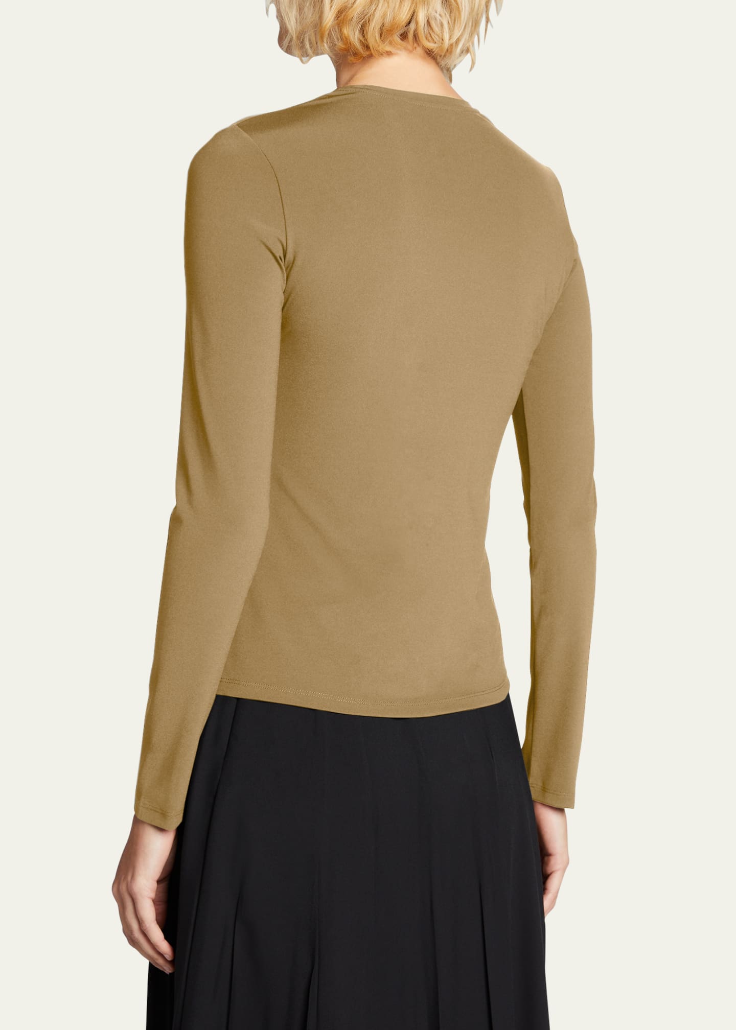 THE ROW Inverness Long-Sleeve Crepe Top Image 3 of 5