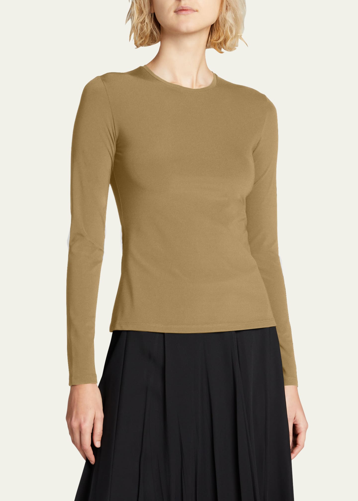 THE ROW Inverness Long-Sleeve Crepe Top Image 4 of 5