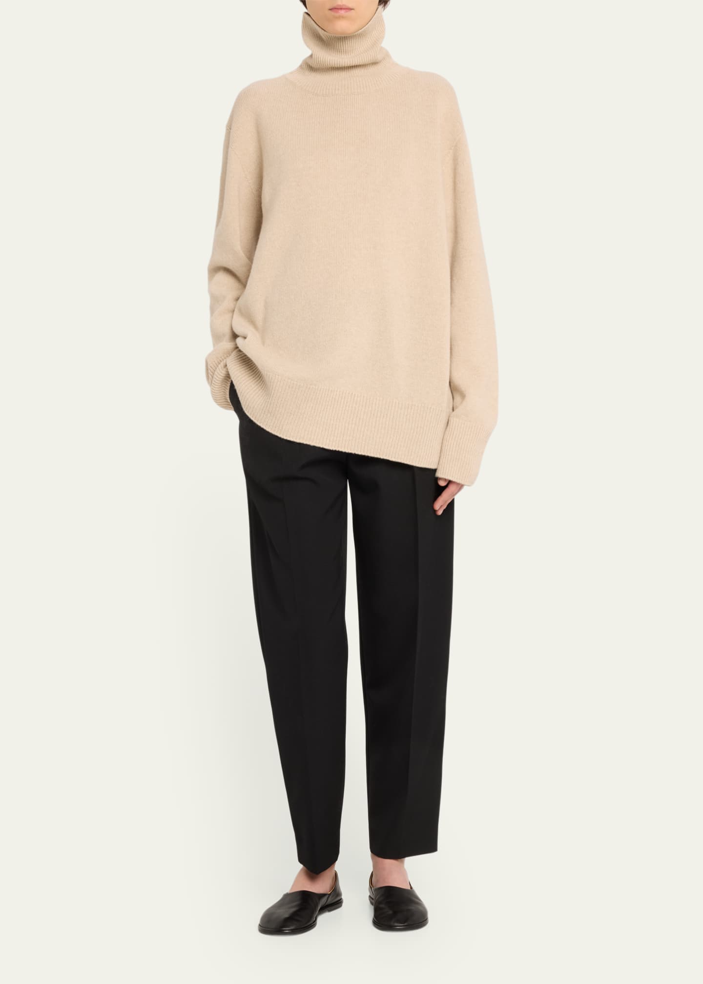 The Row Women s Stepny Wool Cashmere Turtleneck Top Sand Size Xs